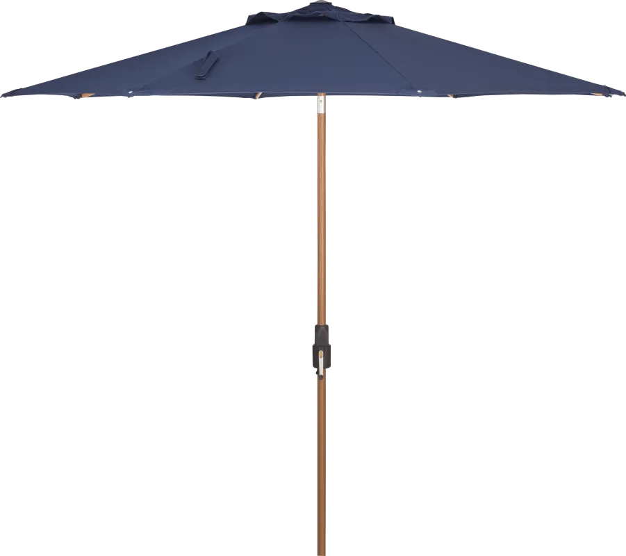 Mission Viejo Natural Finish 9' Octagon Navy Outdoor Umbrella
