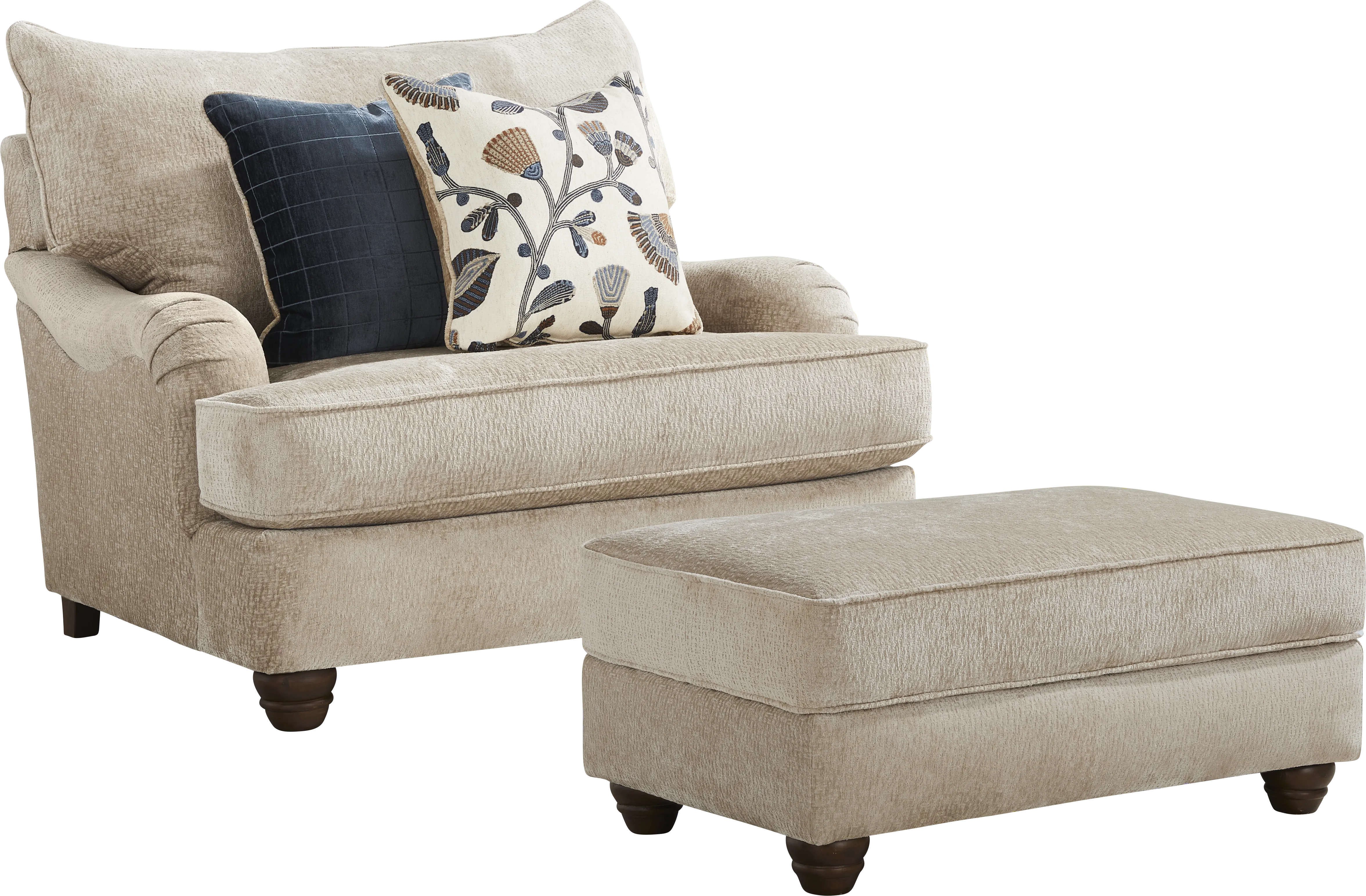 Berkeley Heights Beige Chair and Ottoman - Thumbnail - Image 1