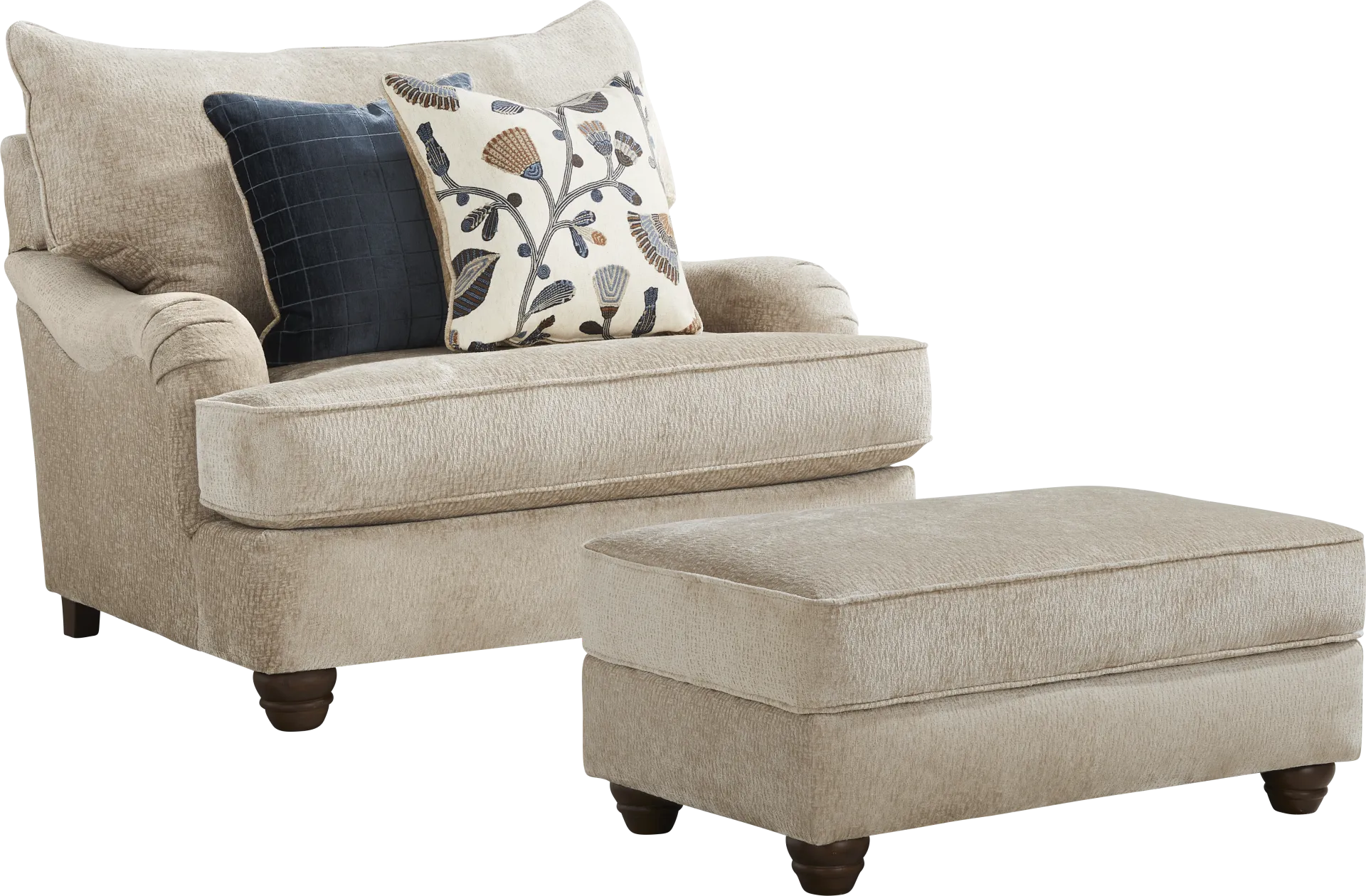 Berkeley Heights Beige Chair and Ottoman - Image 1