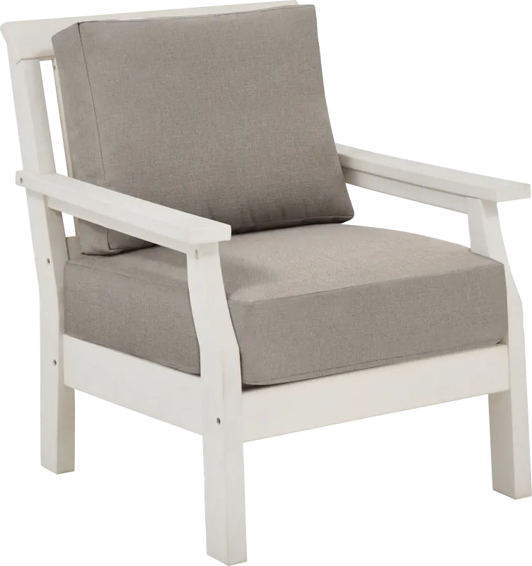 Eastlake White Outdoor Club Chair with Mushroom Cushions