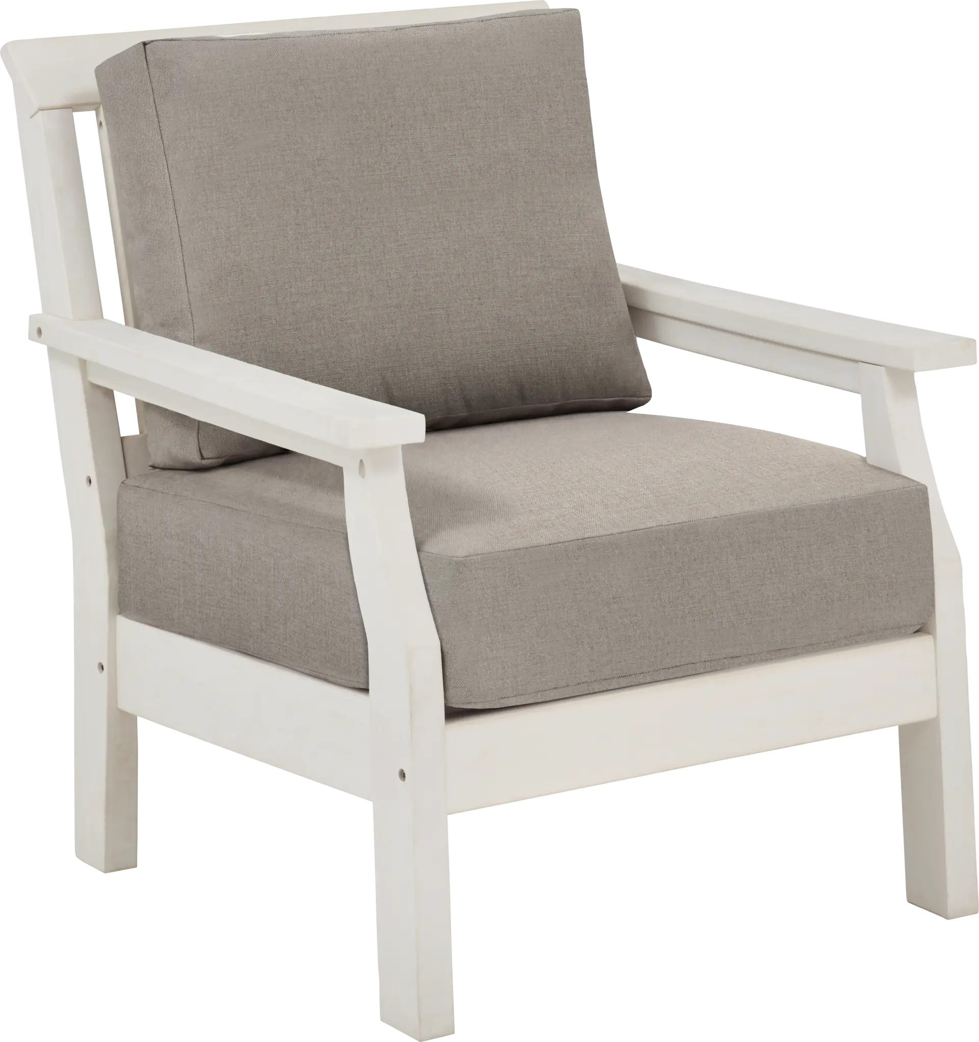 Eastlake White Outdoor Club Chair with Mushroom Cushions