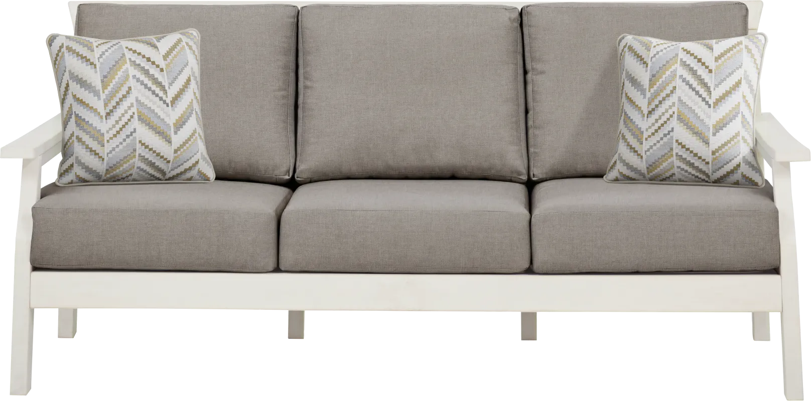 Eastlake White Outdoor Sofa with Mushroom Cushions