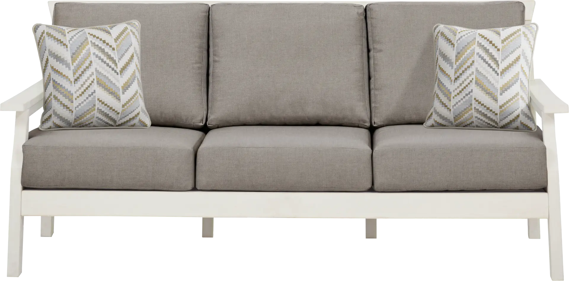 Eastlake White Outdoor Sofa with Mushroom Cushions