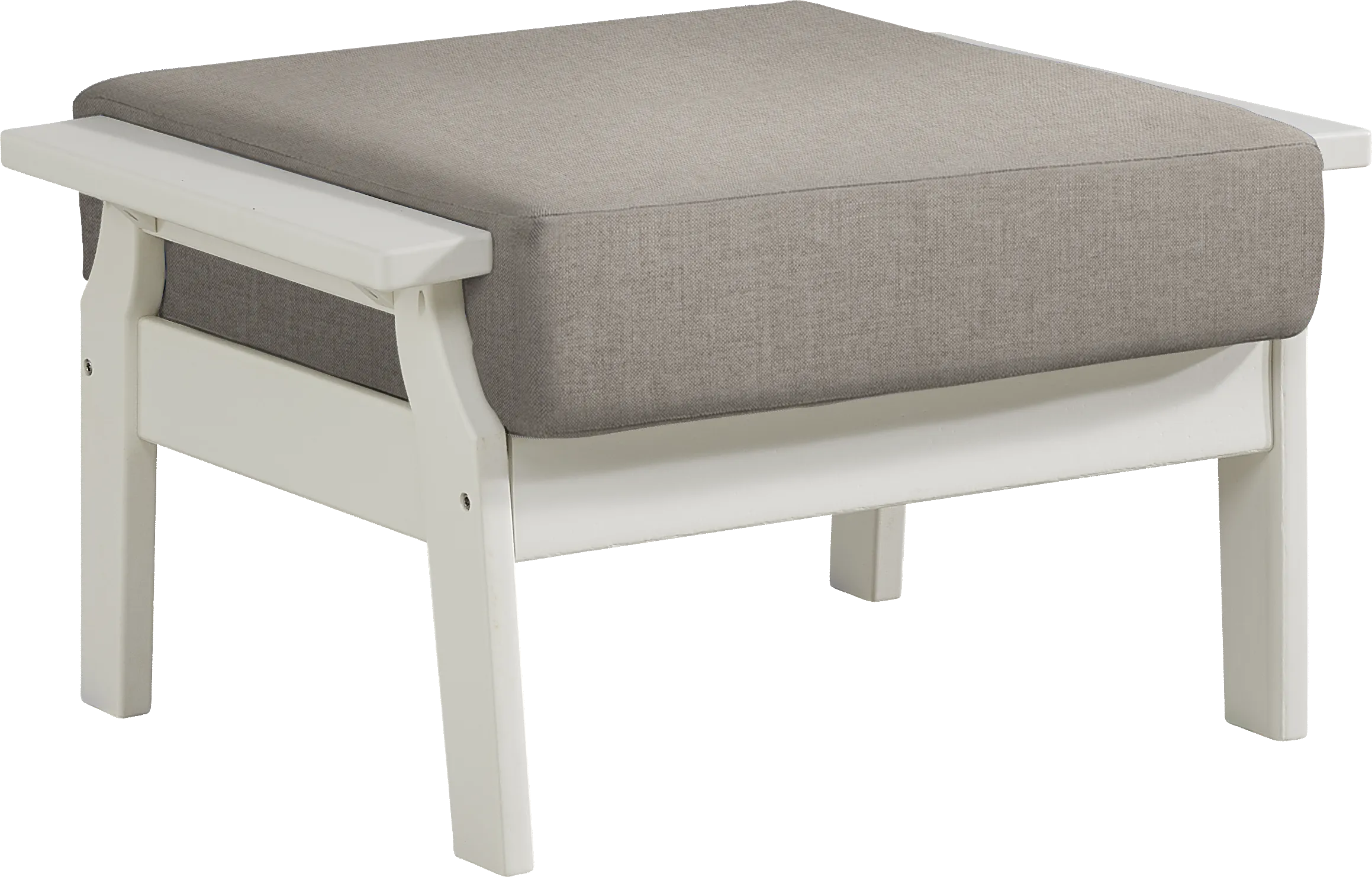 Eastlake White Outdoor Ottoman with Mushroom Cushion - Thumbnail - Image 1