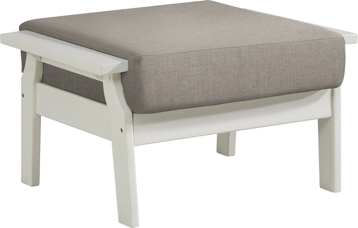 Eastlake White Outdoor Ottoman with Mushroom Cushion