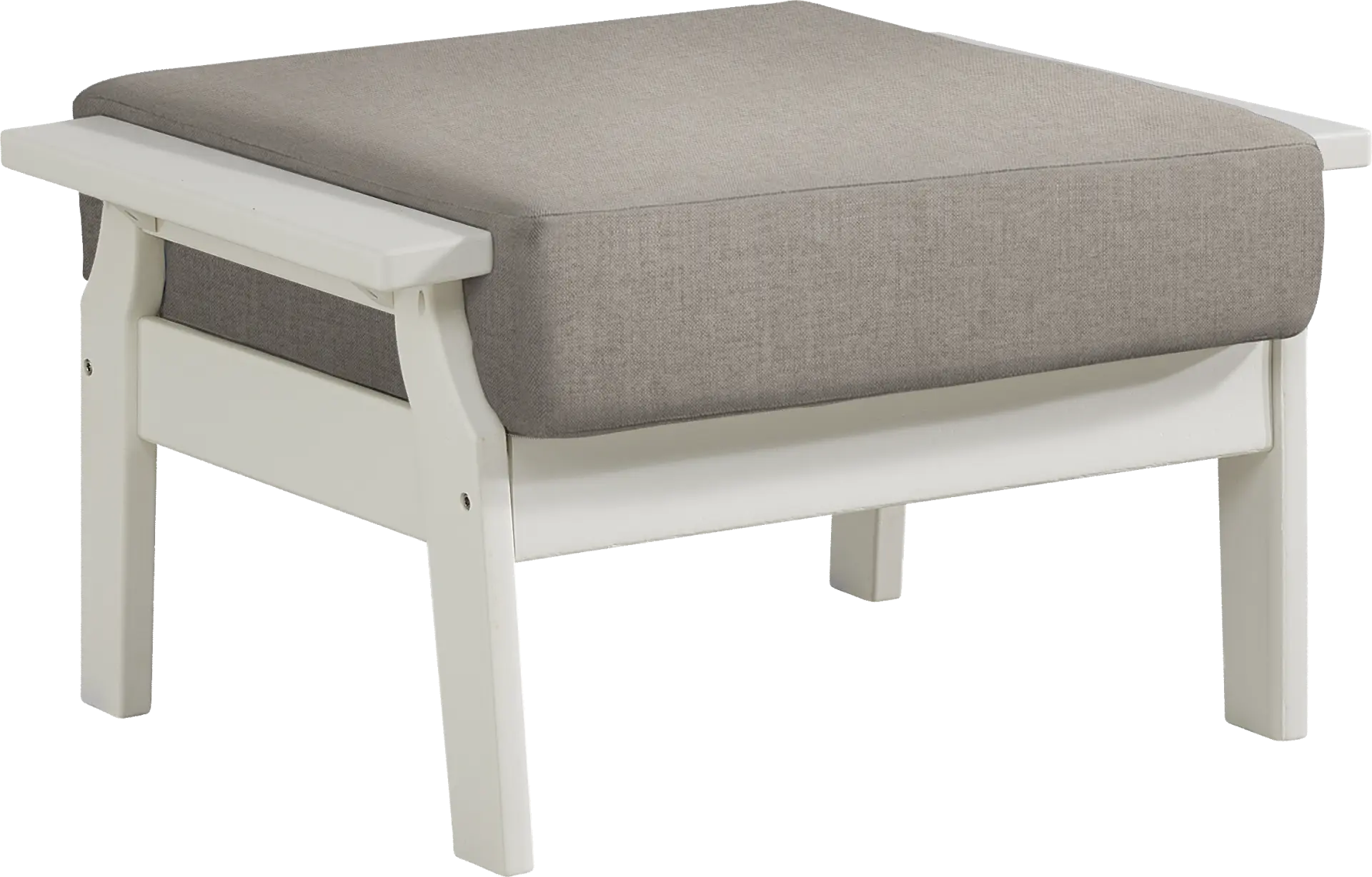 Eastlake White Outdoor Ottoman with Mushroom Cushion