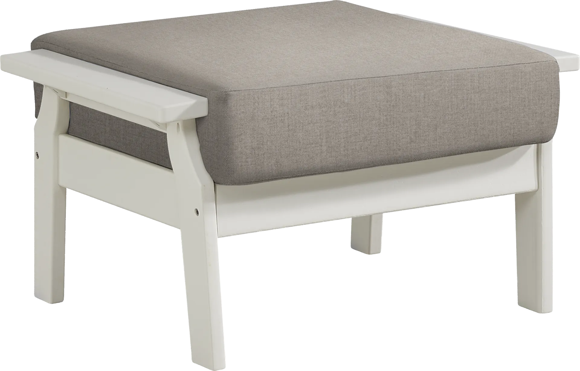 Eastlake White Outdoor Ottoman with Mushroom Cushion - Image 1