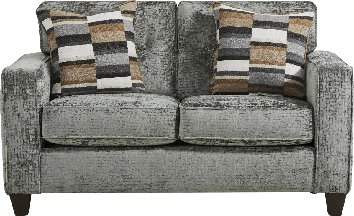 Willa 2 Pc Gray Chenille Fabric Living Room Set With Sofa, Loveseat ...