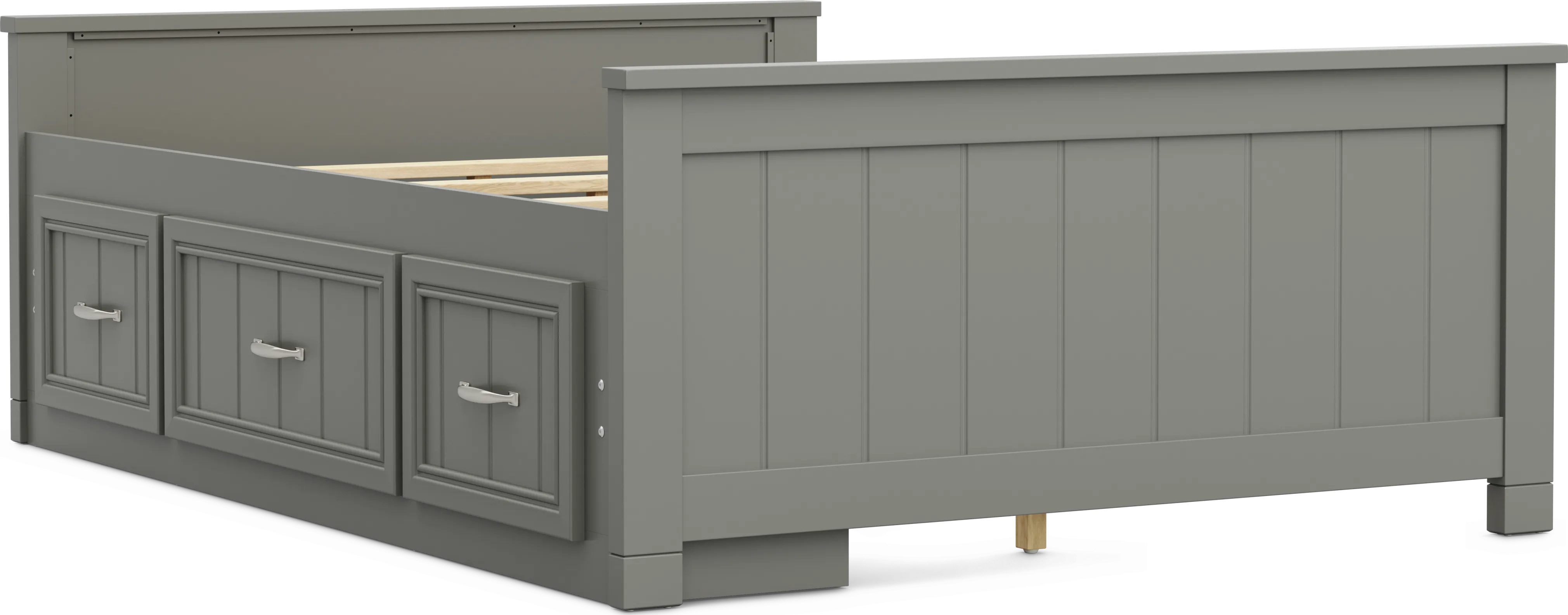 Kids Cottage Colors 2.0 Gray Full Low Profile Bed with Storage Side Rail - Thumbnail - Image 1