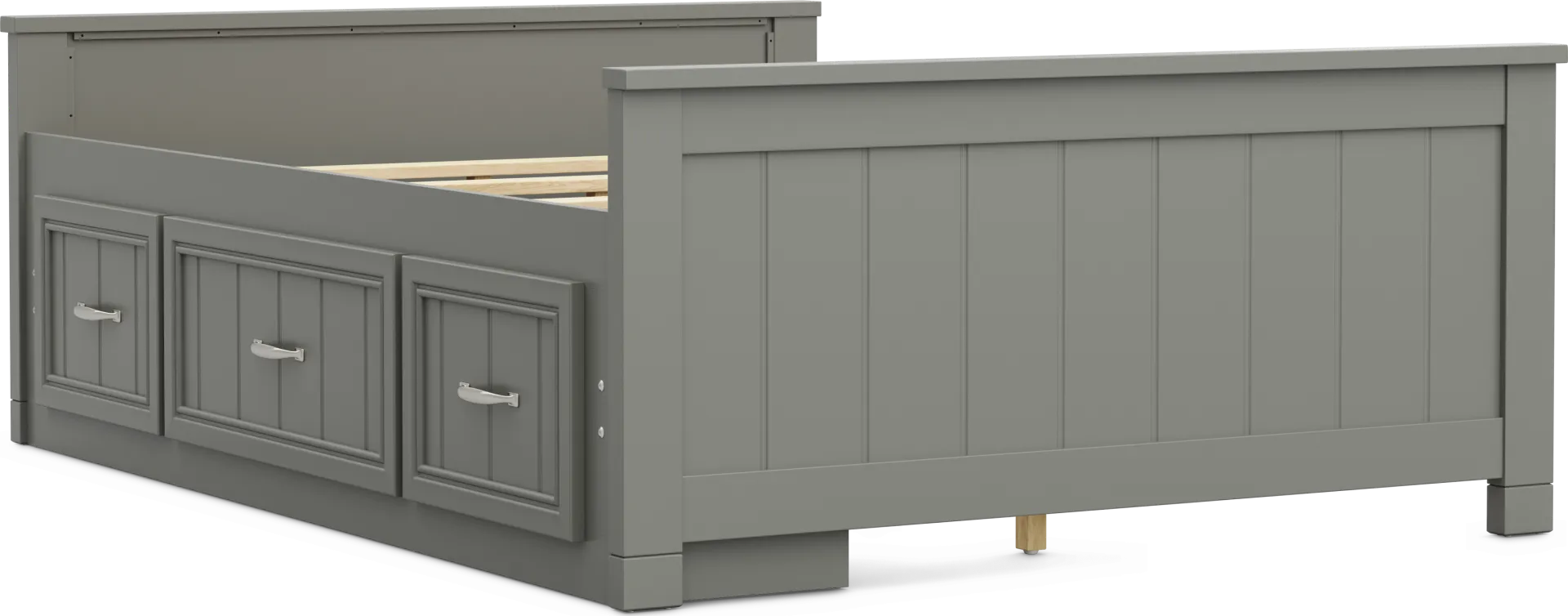 Kids Cottage Colors 2.0 Gray Full Low Profile Bed with Storage Side Rail - Image 1