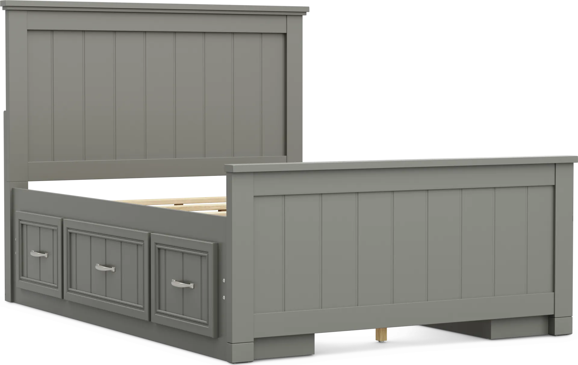 Kids Cottage Colors 2.0 Gray Full Panel Bed with 2 Storage Side Rails - Image 1