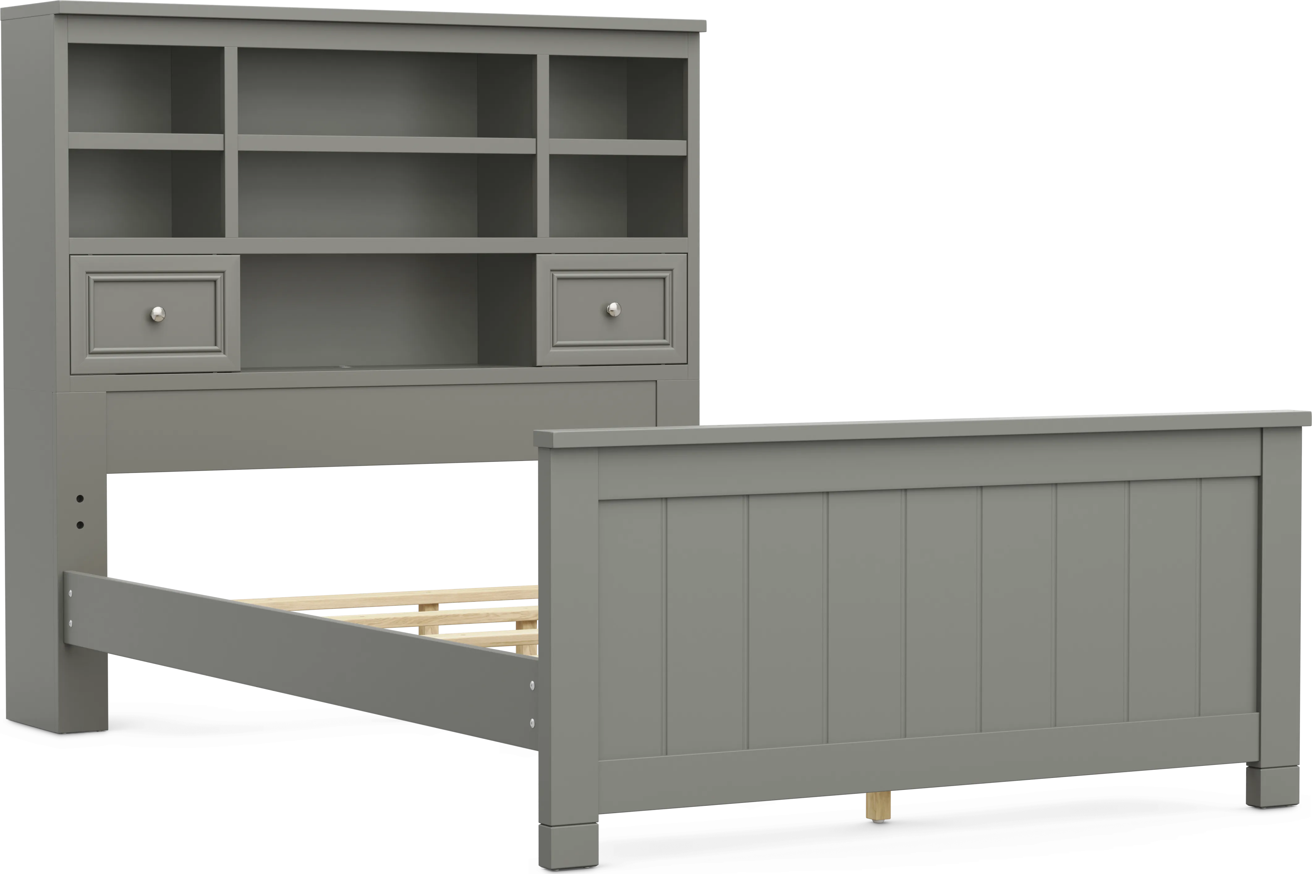 Kids Cottage Colors 2.0 Gray Full Bookcase Bed - Thumbnail - Image 1