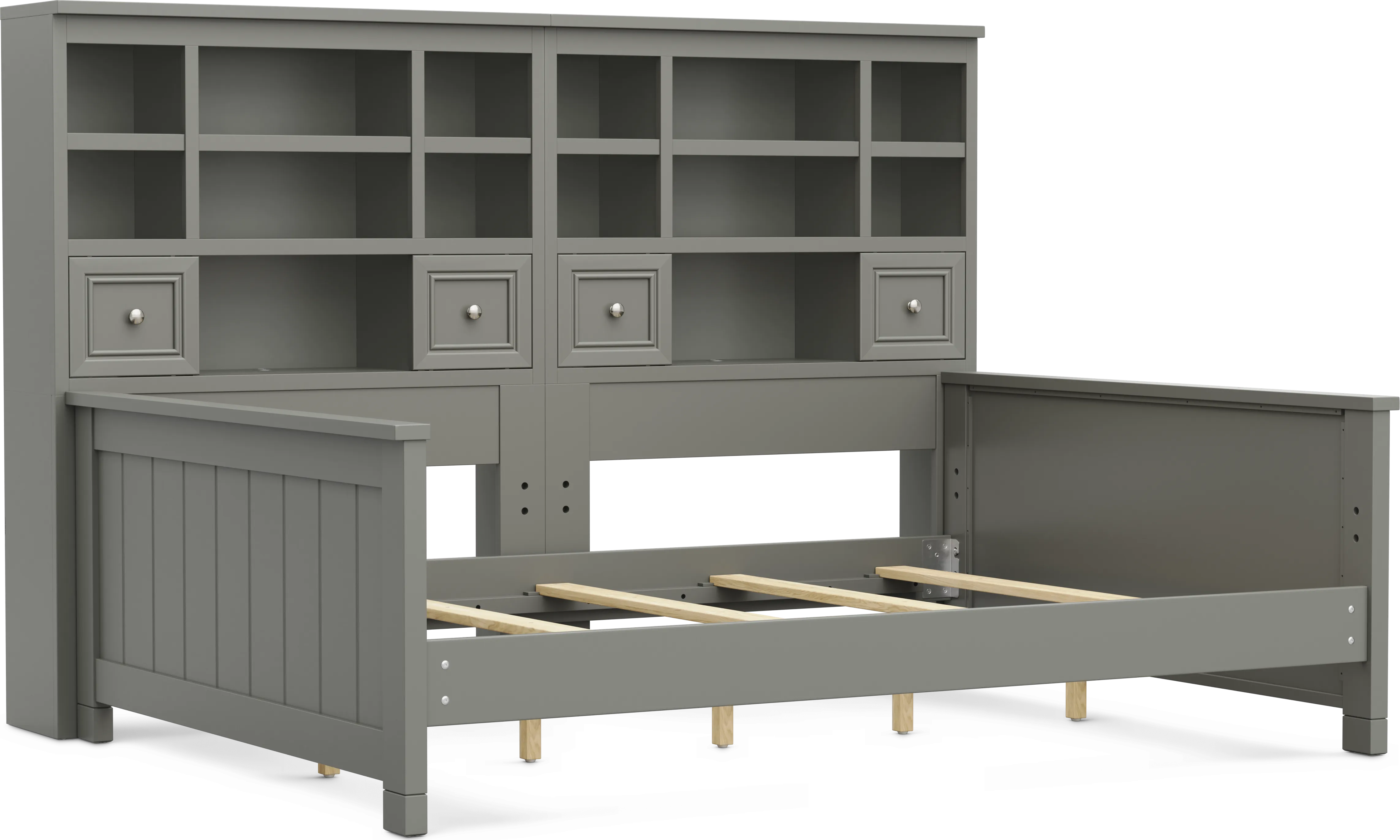 Kids Cottage Colors 2.0 Gray Full Bookcase Wall Bed - Thumbnail - Image 1