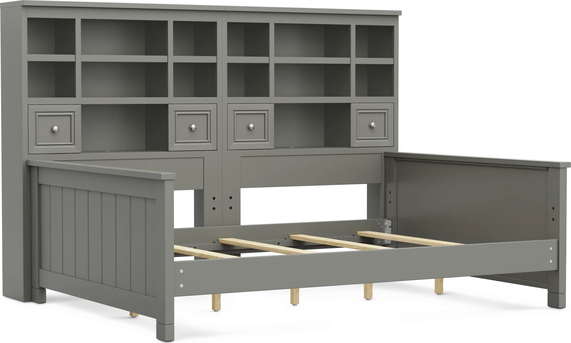 Kids Cottage Colors 2.0 Gray Full Bookcase Wall Bed - Image 1