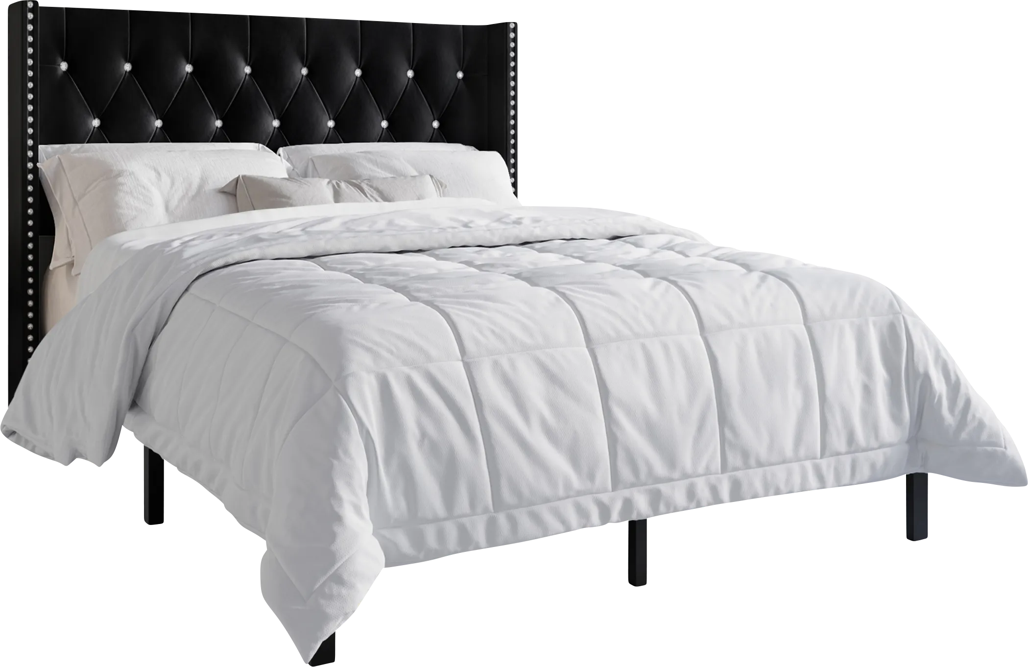 Flintrow Black Full Bed with 2 Nightstands - Thumbnail - Image 1
