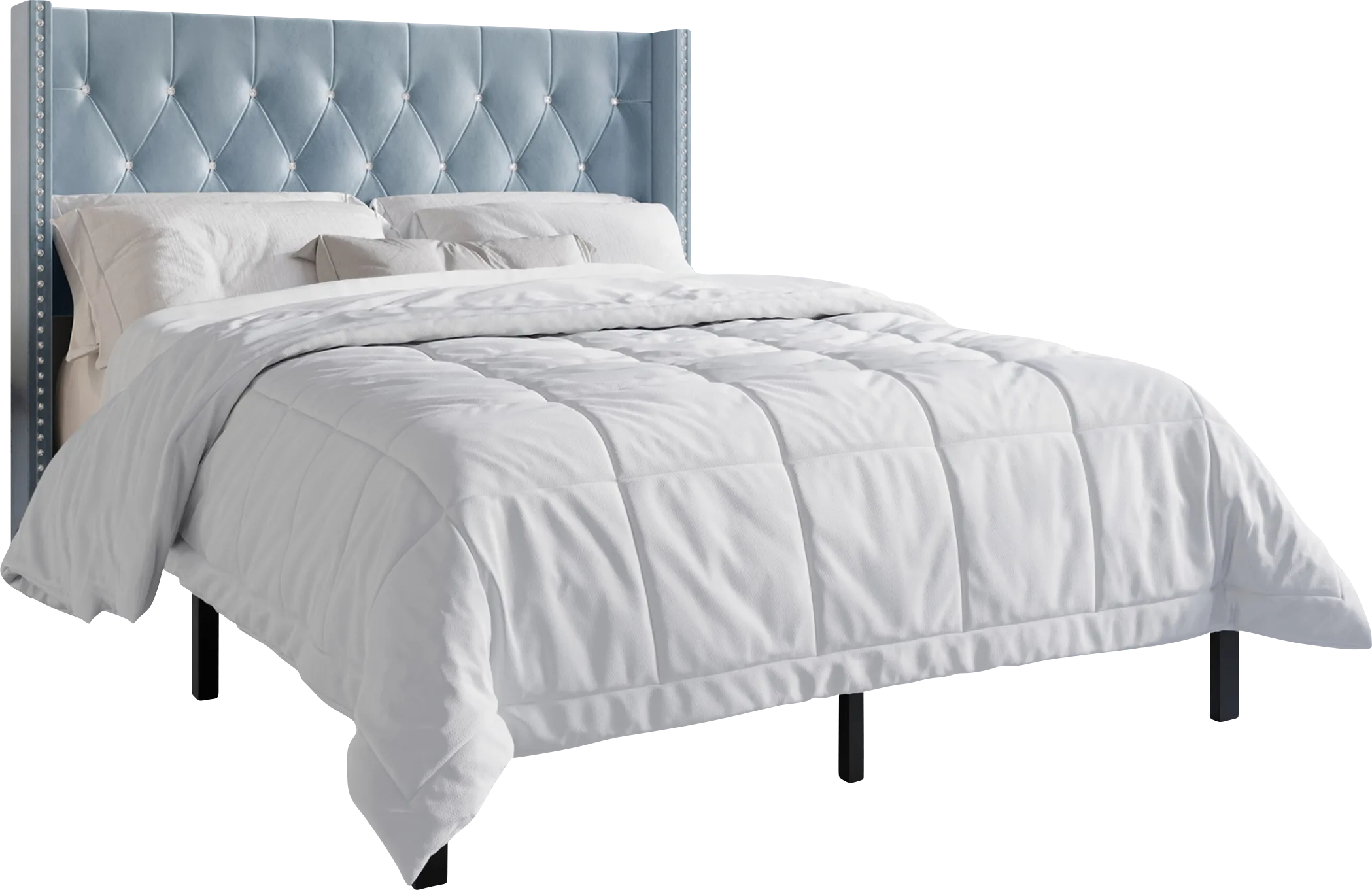 Flintrow Light Blue Full Bed with 2 Nightstands - Thumbnail - Image 1