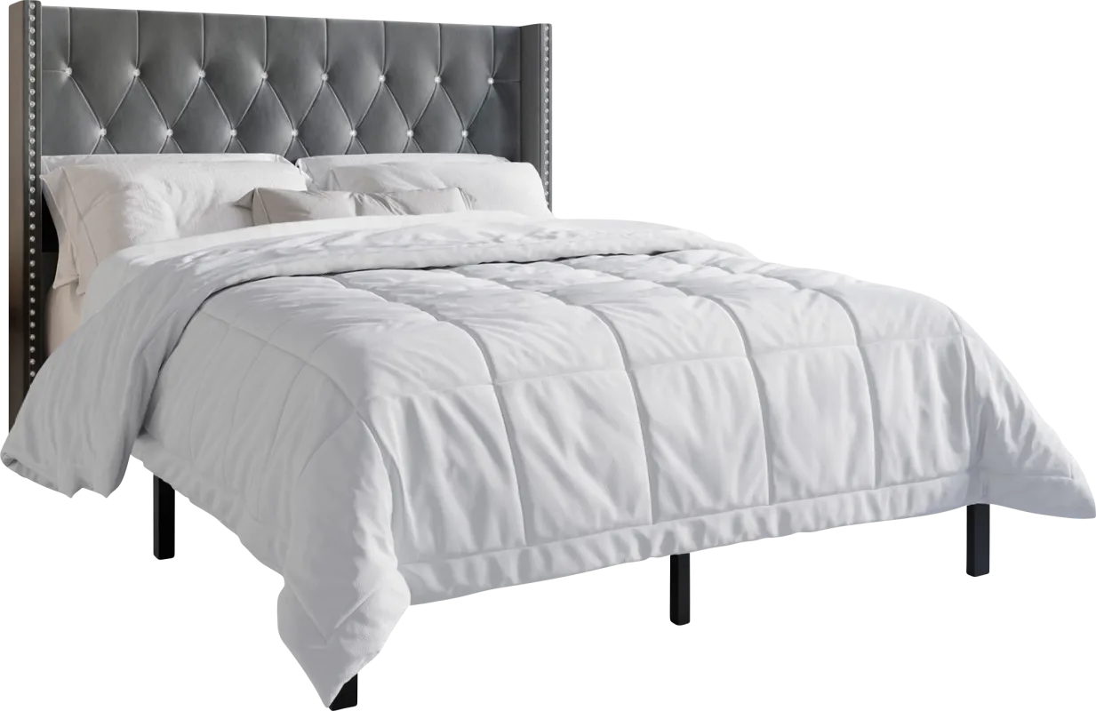 Flintrow Gray Full Bed with 2 Nightstands