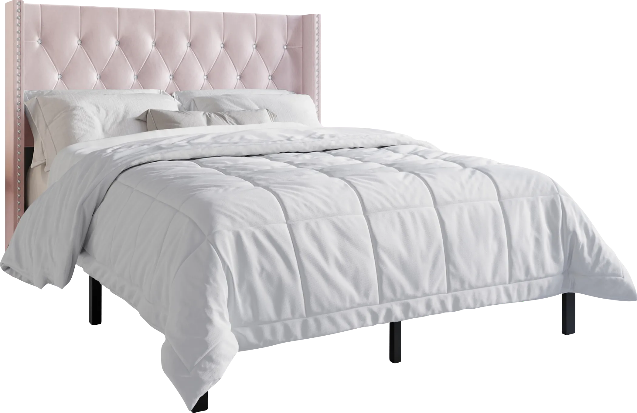 Flintrow Pink Full Bed with 2 Nightstands - Thumbnail - Image 1