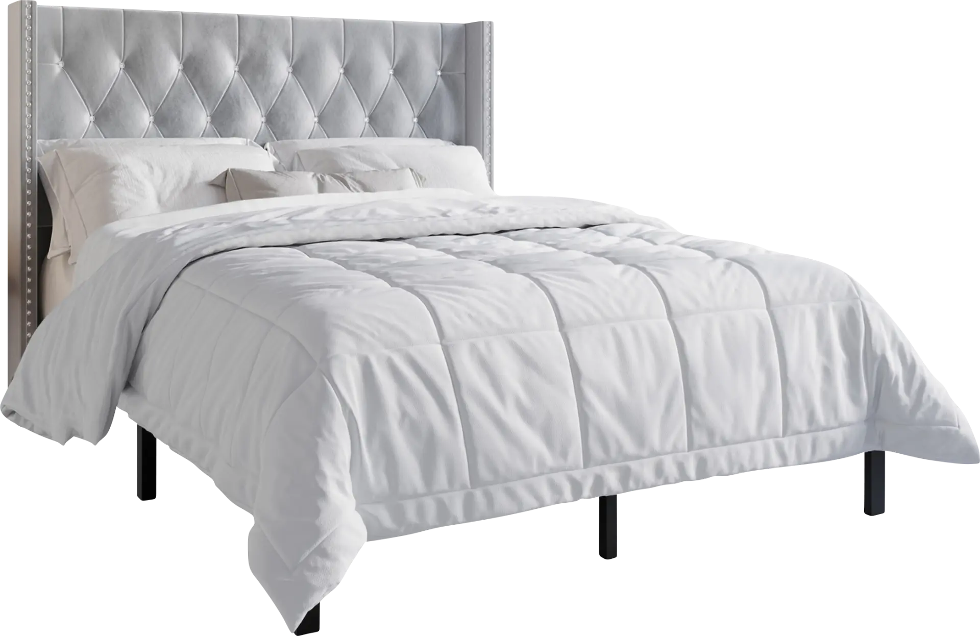 Flintrow Light Gray Full Bed with 2 Nightstands