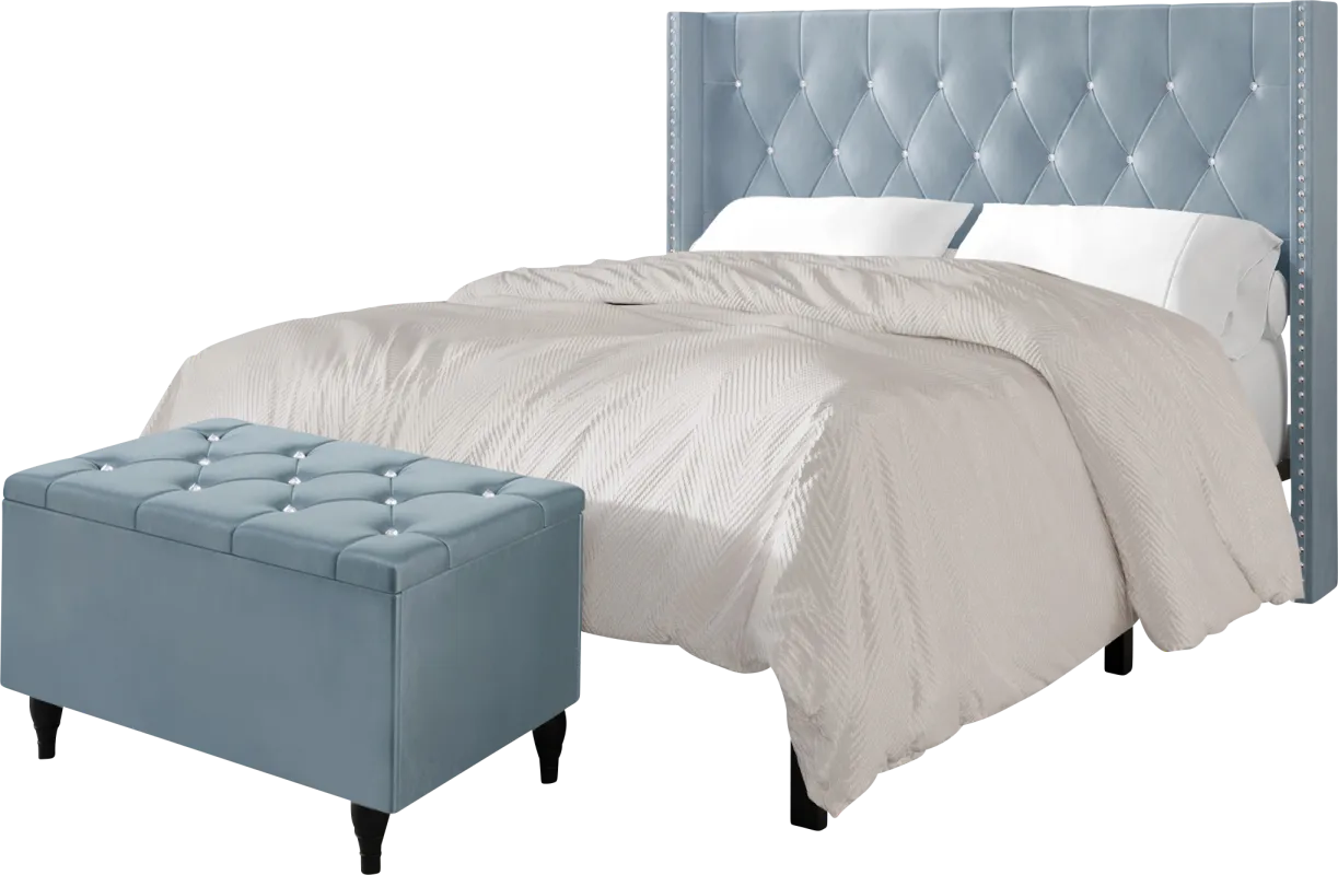 Plaisend Light Blue Full Bed