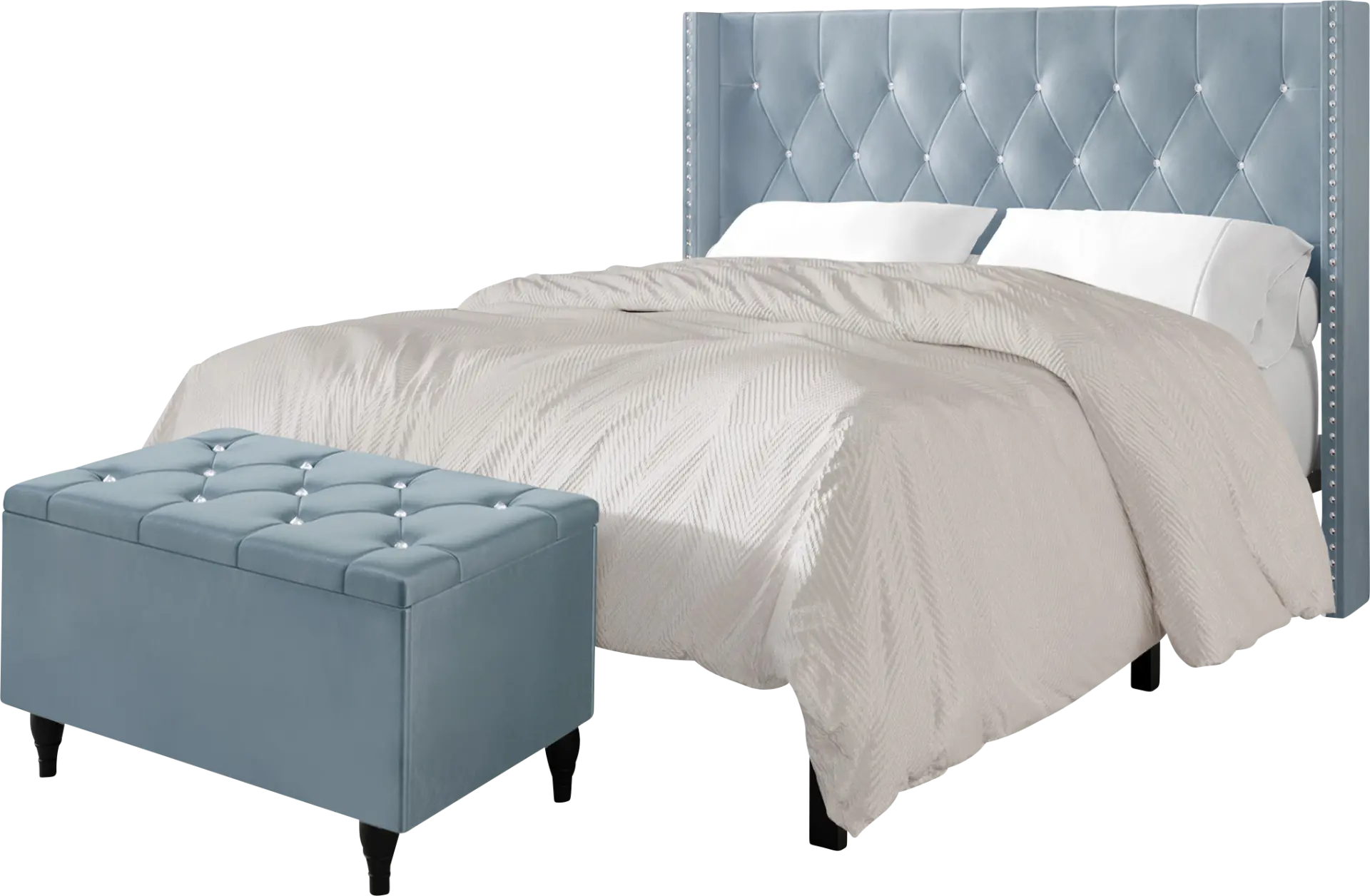 Plaisend Light Blue Full Bed