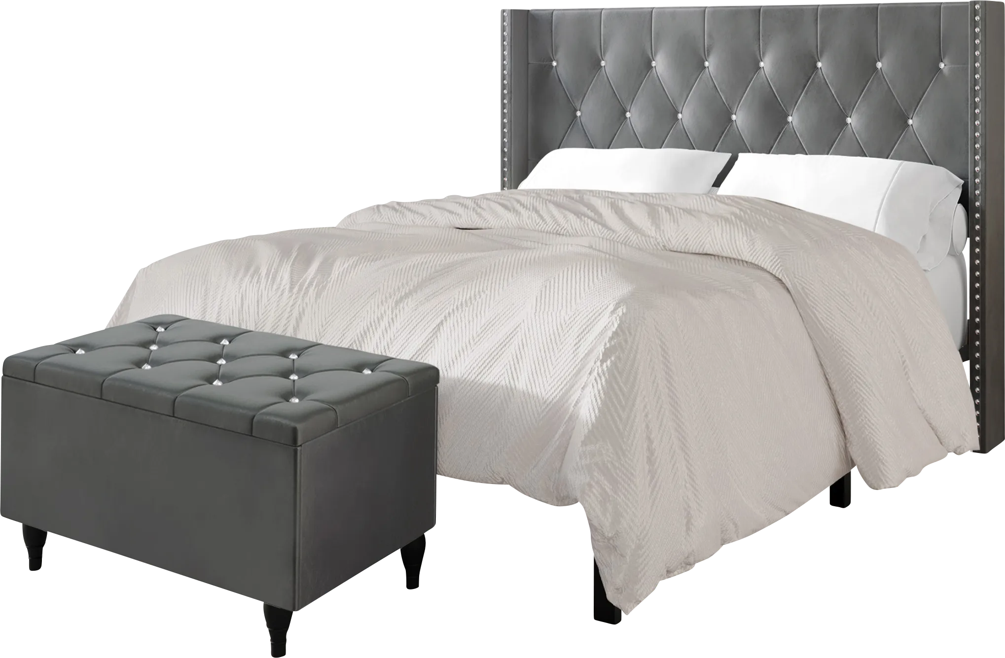 Plaisend Light Gray Full Bed - Thumbnail - Image 1