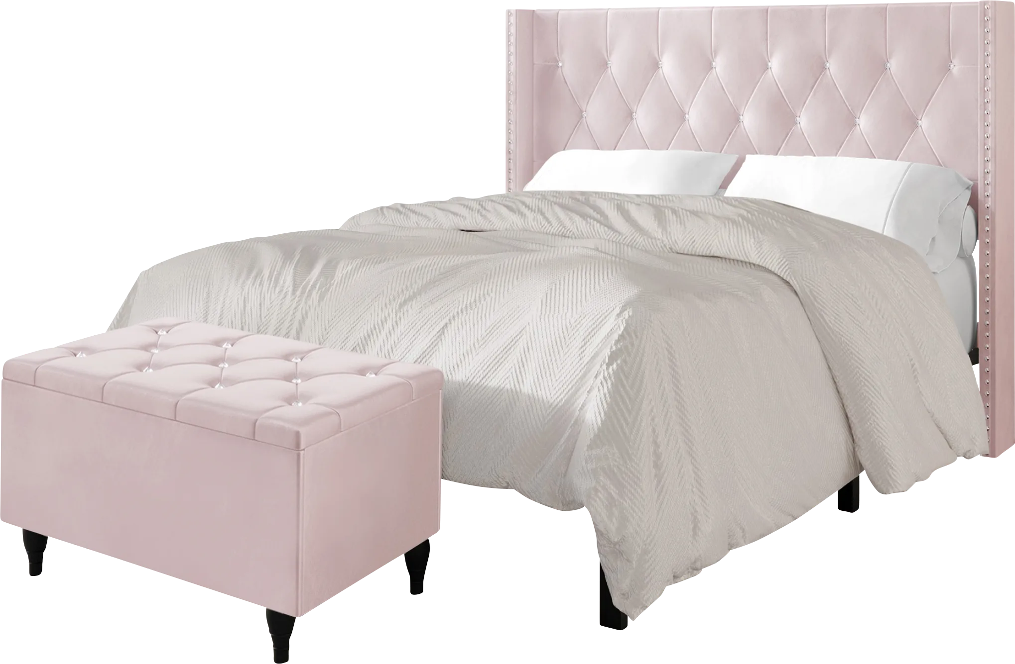 Plaisend Light Pink Full Bed - Thumbnail - Image 1