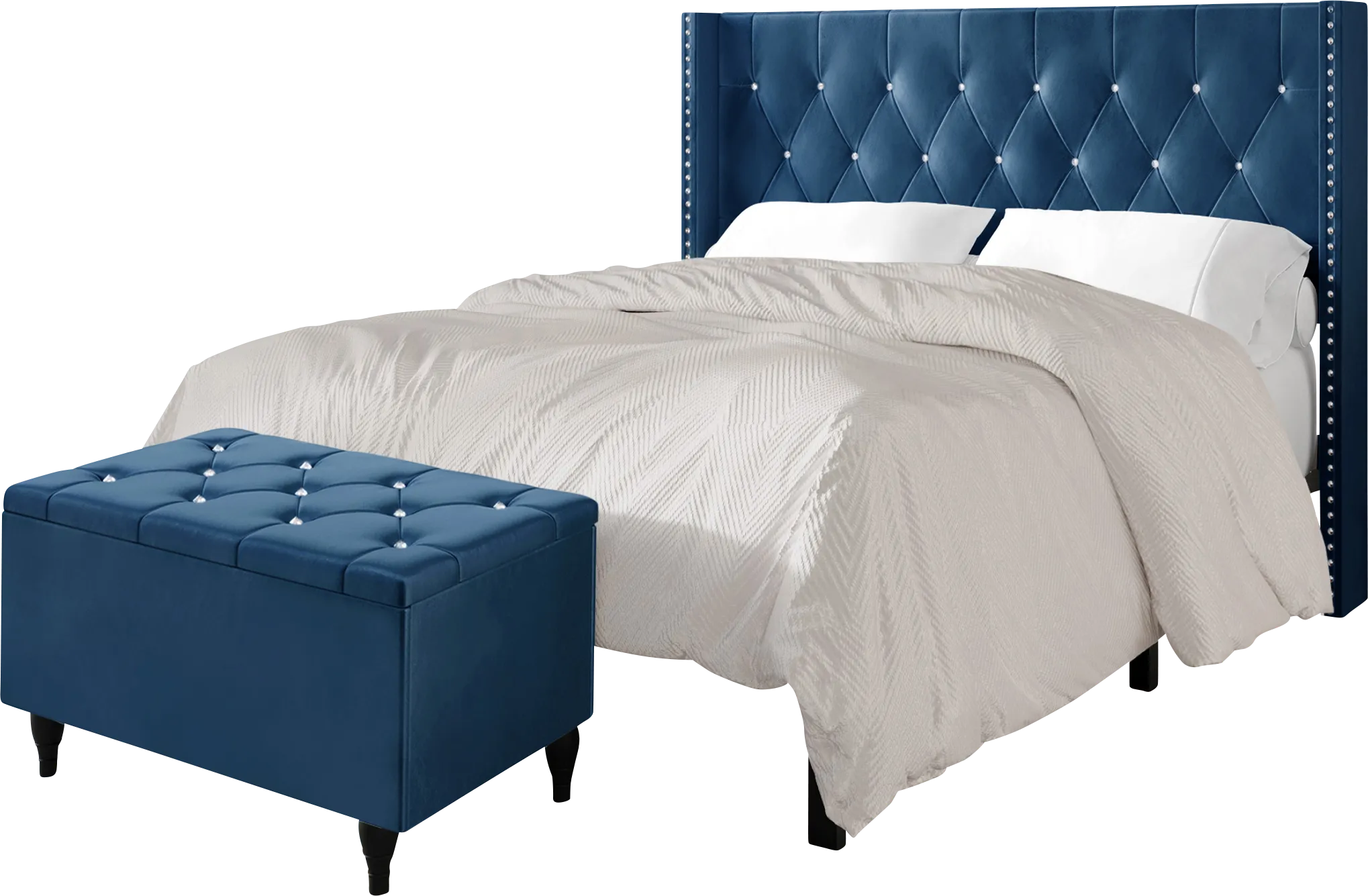 Plaisend Blue Full Bed - Thumbnail - Image 1