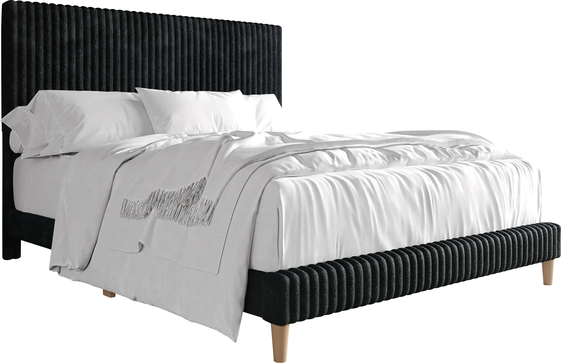 Najah Dark Gray Full Upholstered Bed - Thumbnail - Image 1