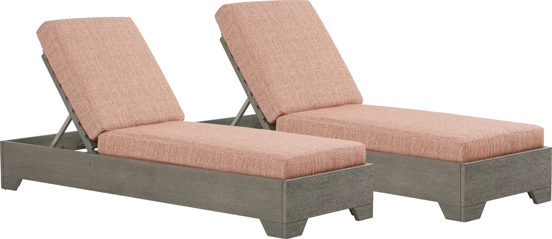 Lake Tahoe Gray Outdoor Chaise with Terracotta Cushions, Set of 2