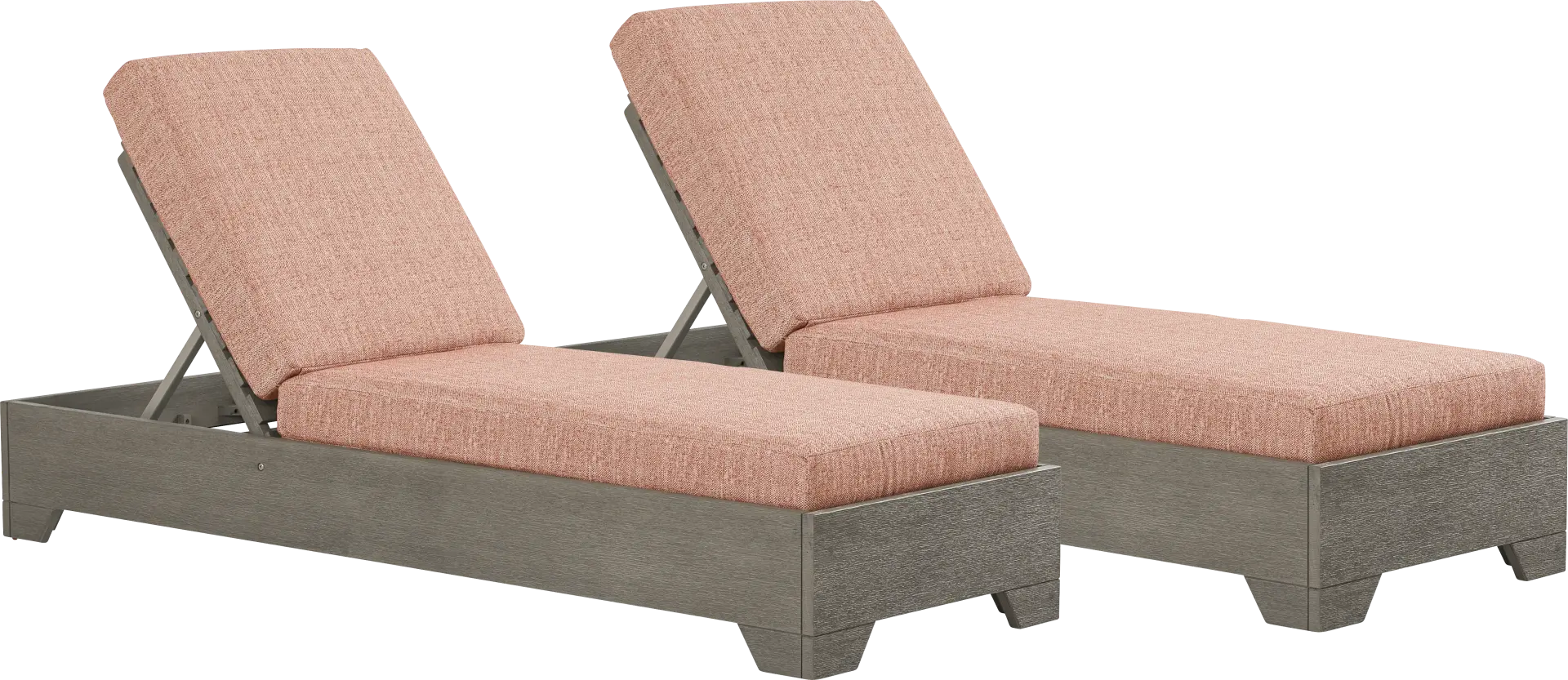 Lake Tahoe Gray Outdoor Chaise with Terracotta Cushions, Set of 2