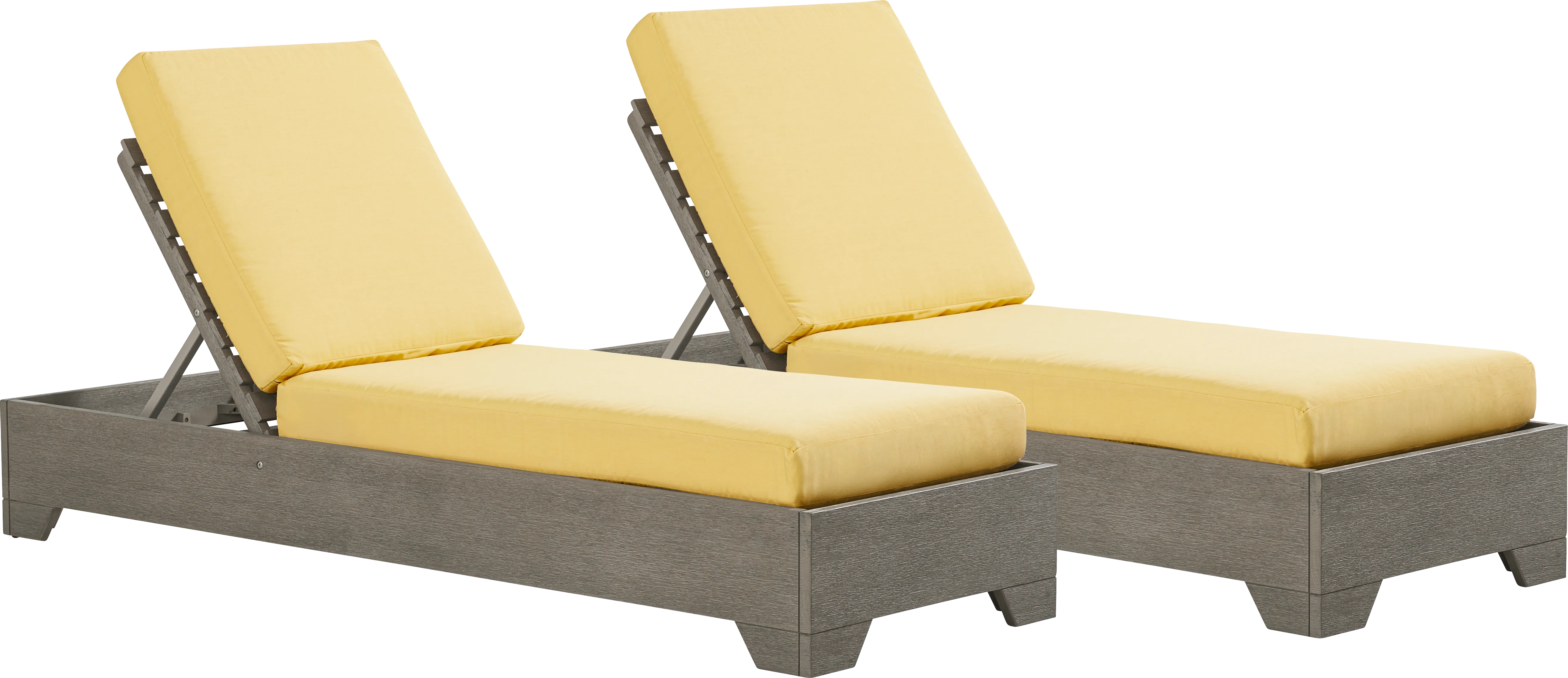 Lake Tahoe Gray Outdoor Chaise with Buttercup Cushions, Set of 2 - Thumbnail - Image 1