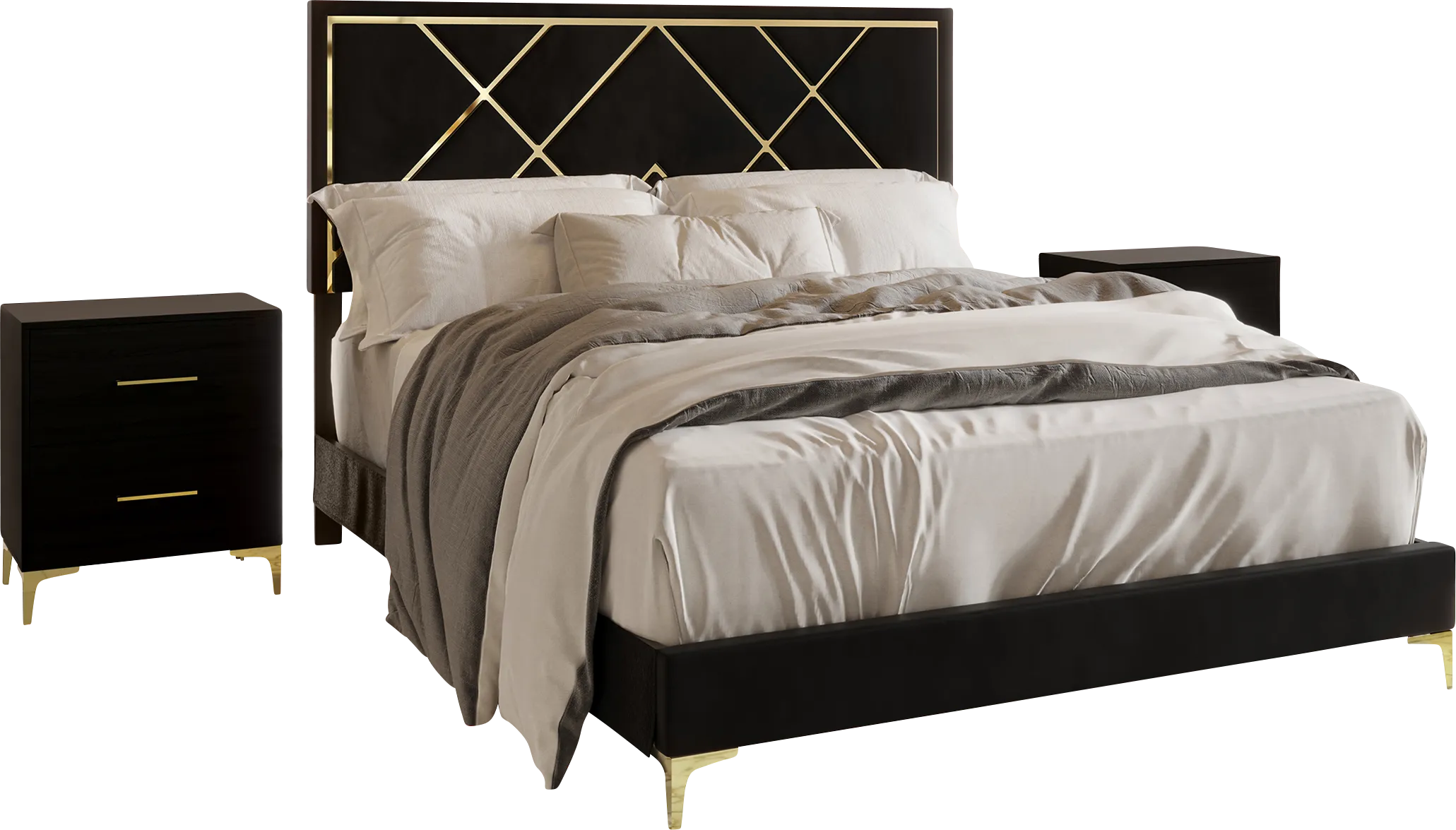 Havenway Black Queen with 2 Nightstands - Thumbnail - Image 1