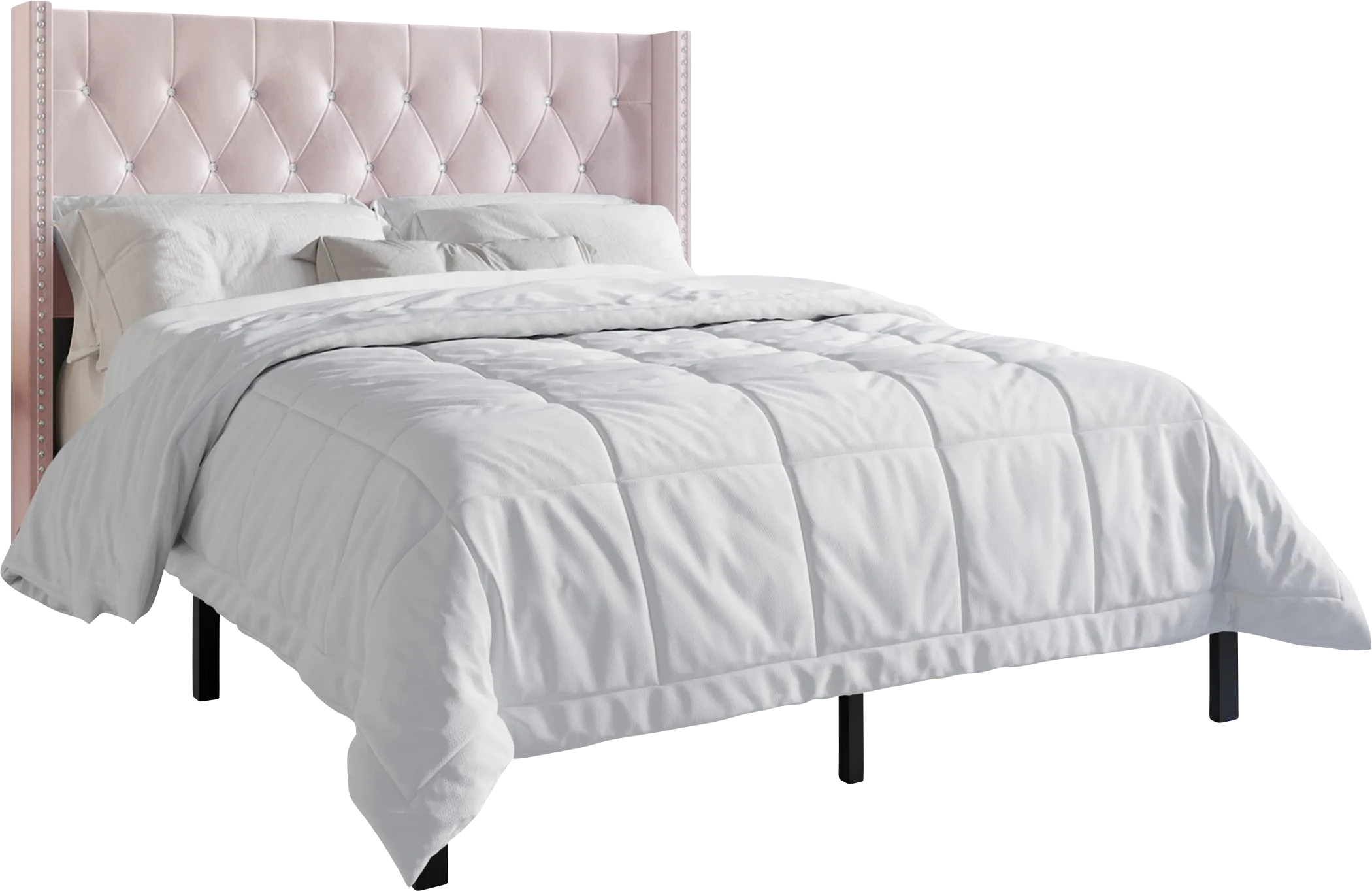 Penroselane Pink Queen Bed with 2 Nightstands - Thumbnail - Image 1
