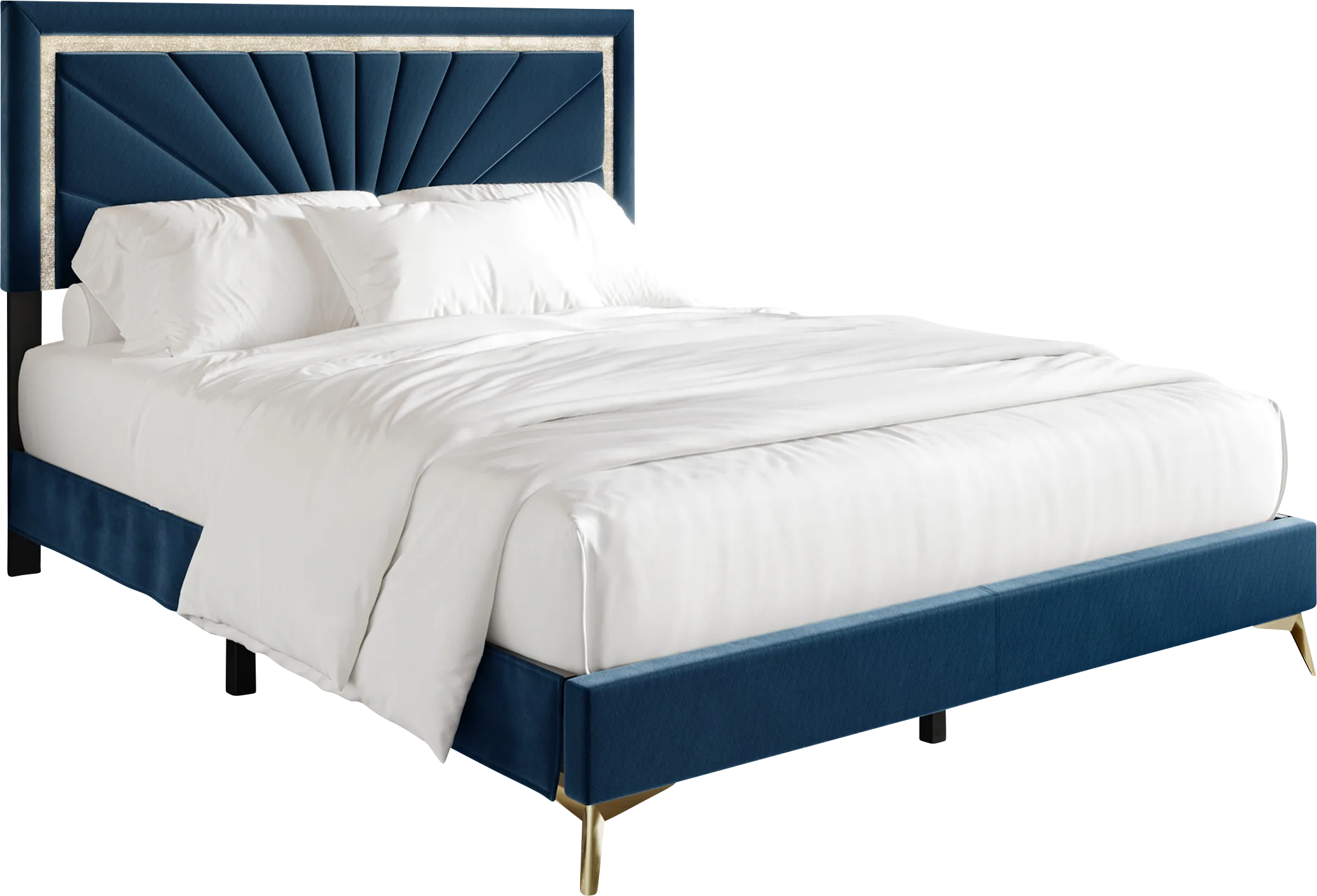 Locust Navy Blue Queen Bed - Thumbnail - Image 1