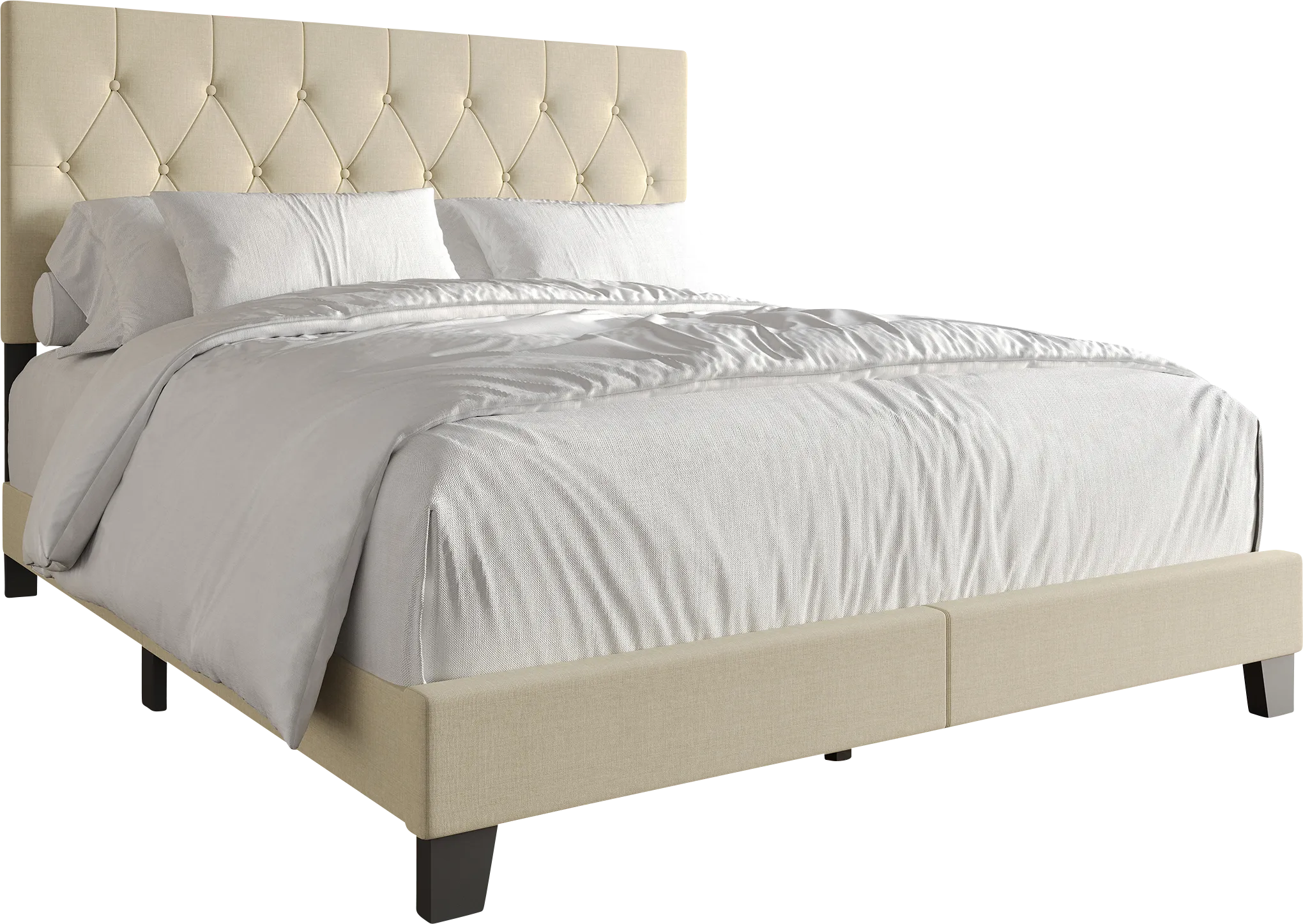 Bellane Beige Queen Bed - Thumbnail - Image 1