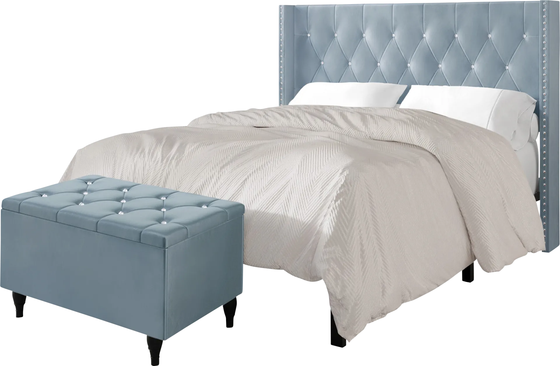 Plaisend Light Blue Queen Bed - Image 1
