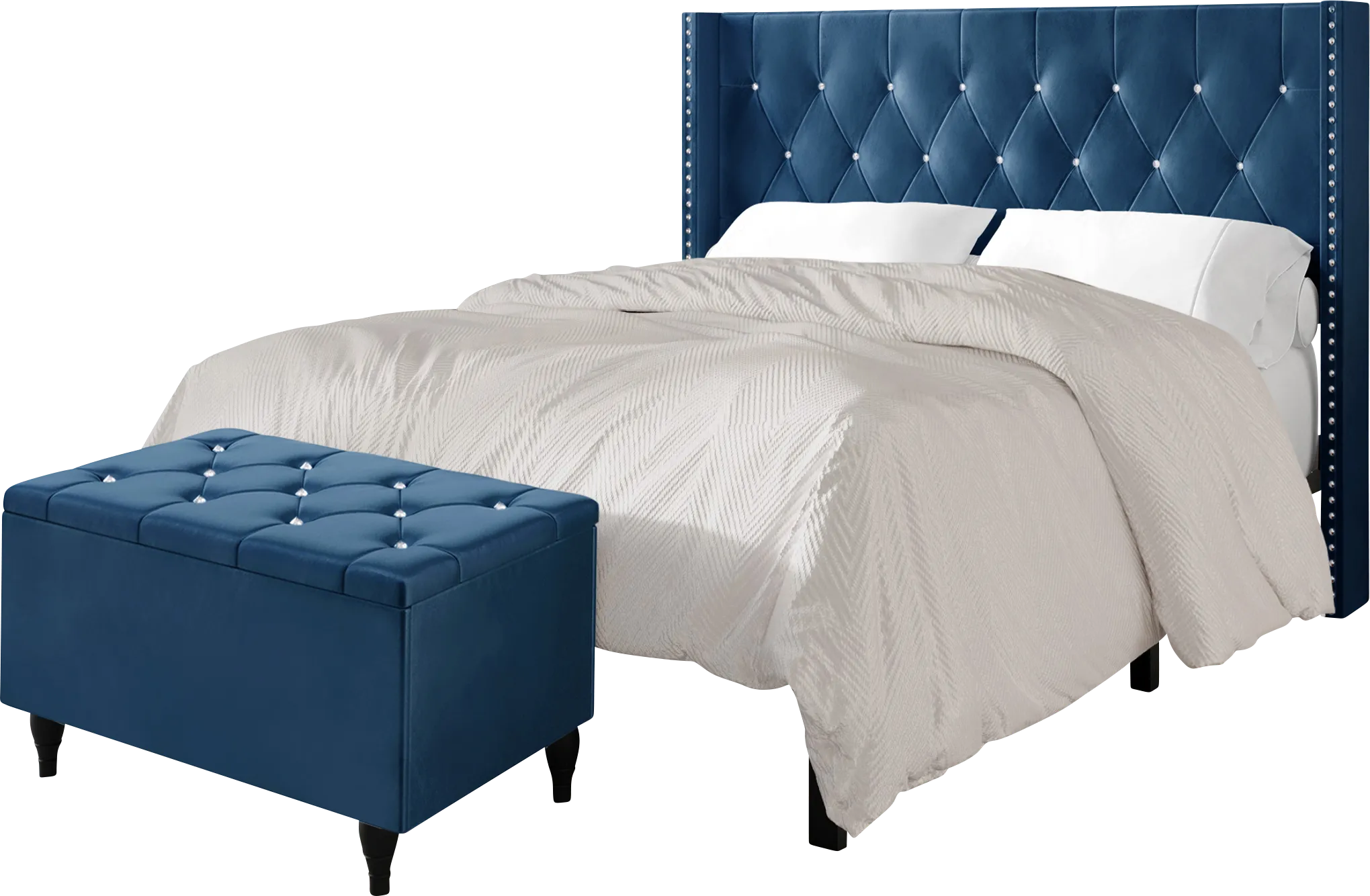 Plaisend Blue Queen Bed - Thumbnail - Image 1