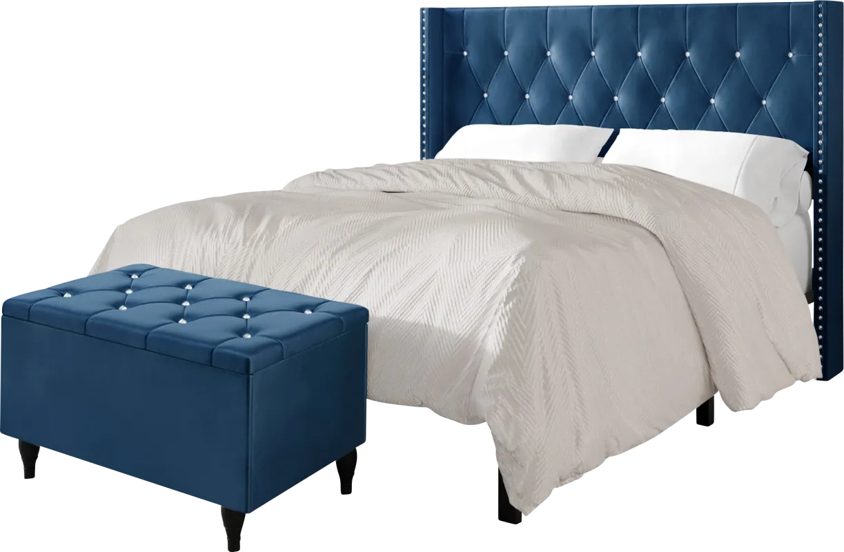Plaisend Blue Queen Bed