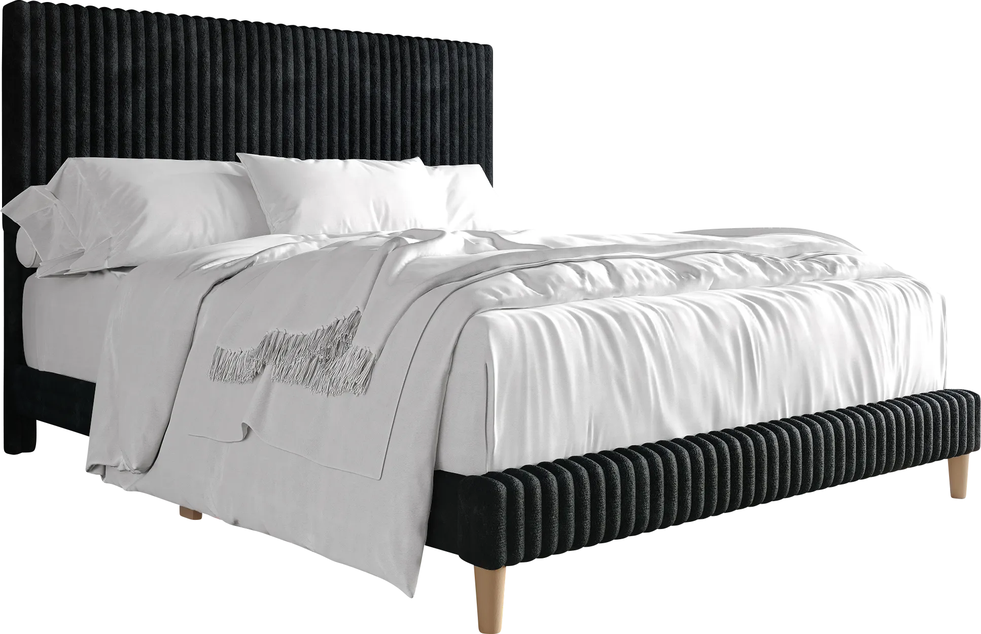 Najah Dark Gray Queen Upholstered Bed - Thumbnail - Image 1