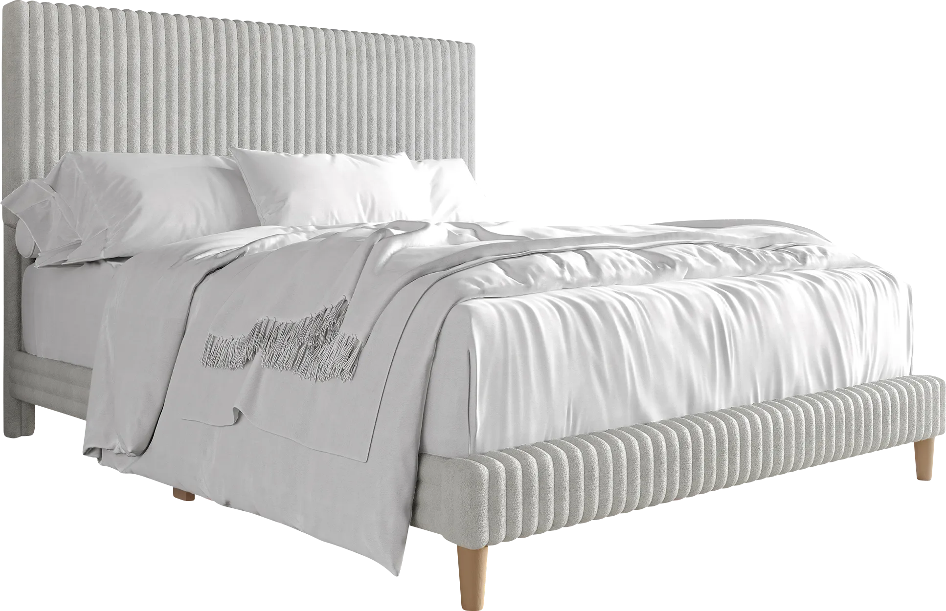 Najah Light Gray King Upholstered Bed - Thumbnail - Image 1