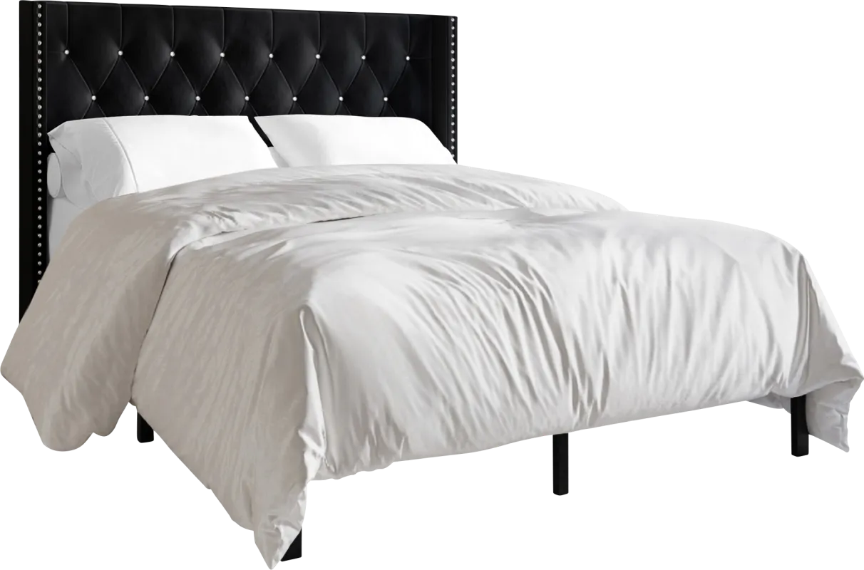 Flaxavenue Black Queen Bed