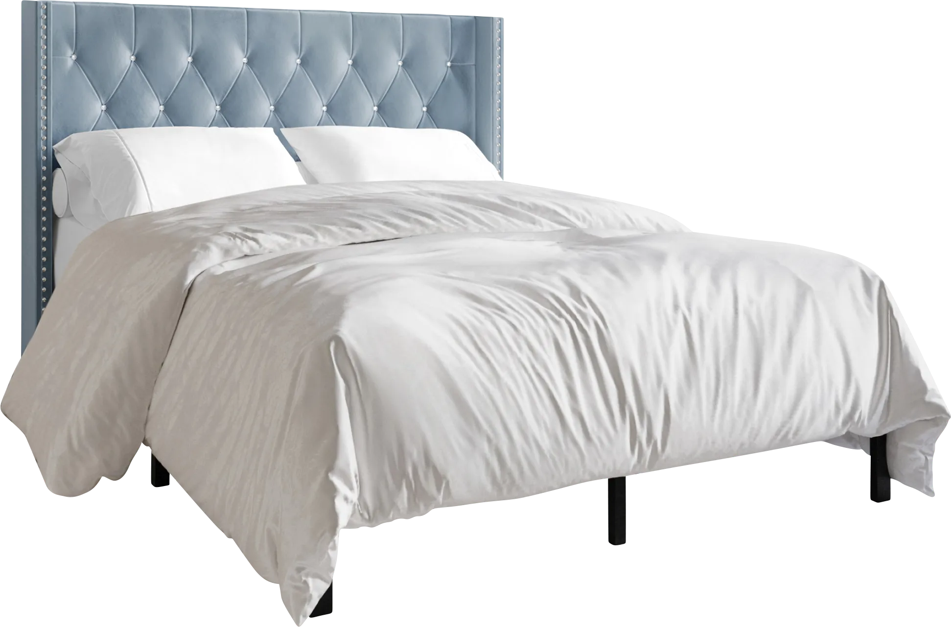 Flaxavenue Light Blue Queen Bed - Thumbnail - Image 1