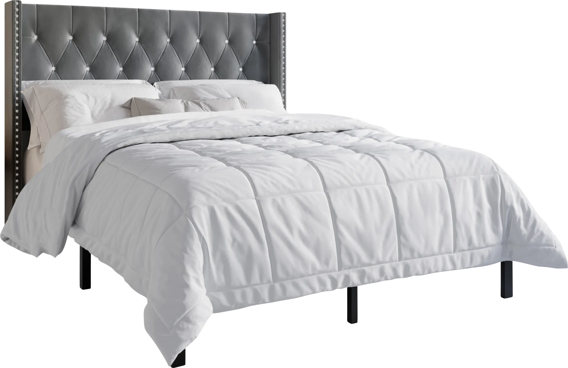 Garnetstreet Gray King Bed with 2 Nightstands - Image 1