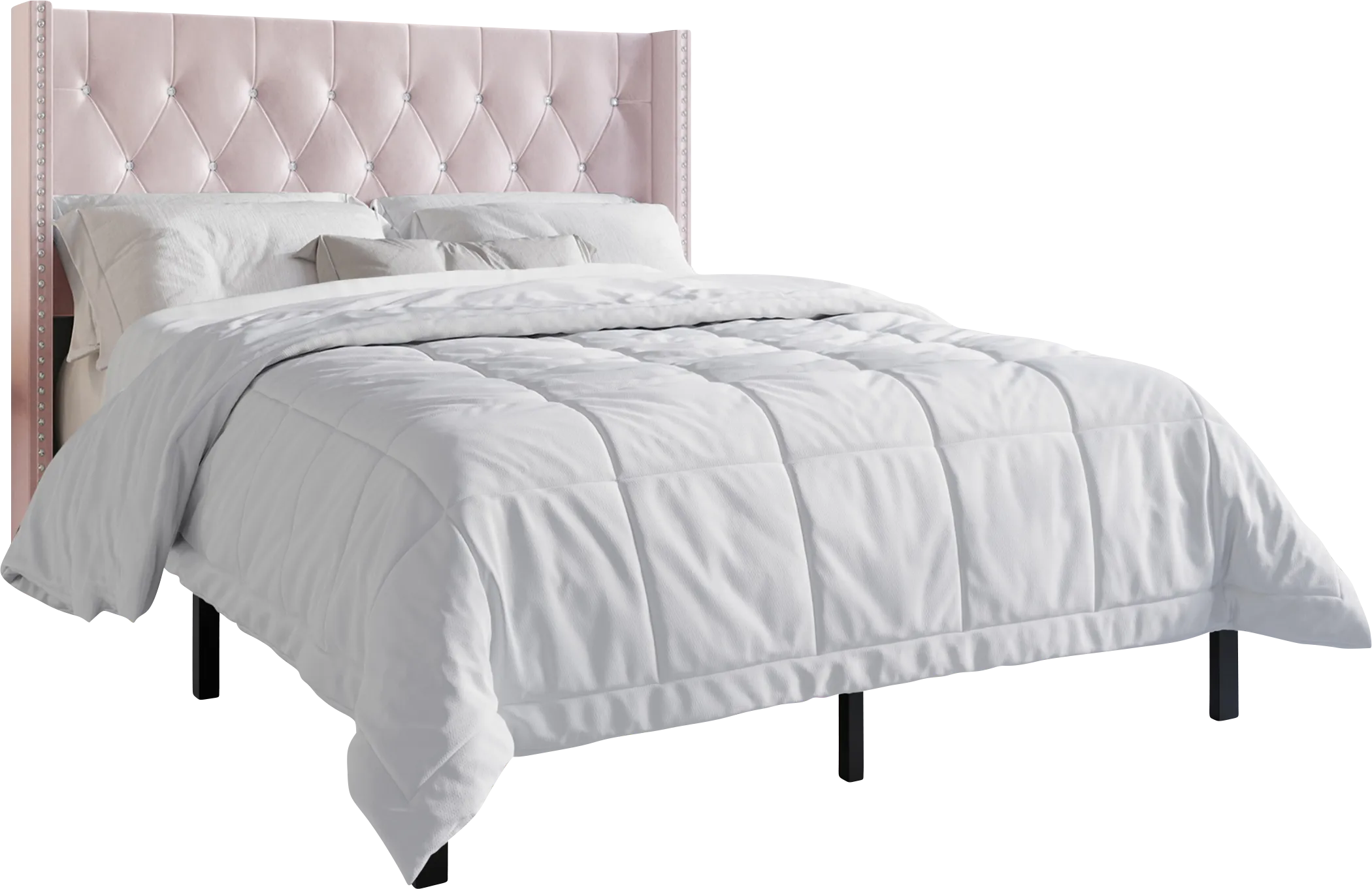 Garnetstreet Pink King Bed with 2 Nightstands - Thumbnail - Image 1