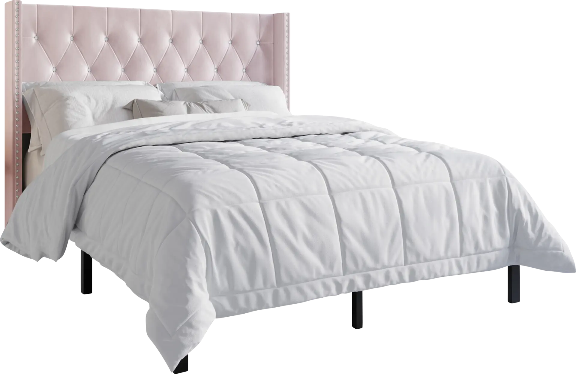 Garnetstreet Pink King Bed with 2 Nightstands