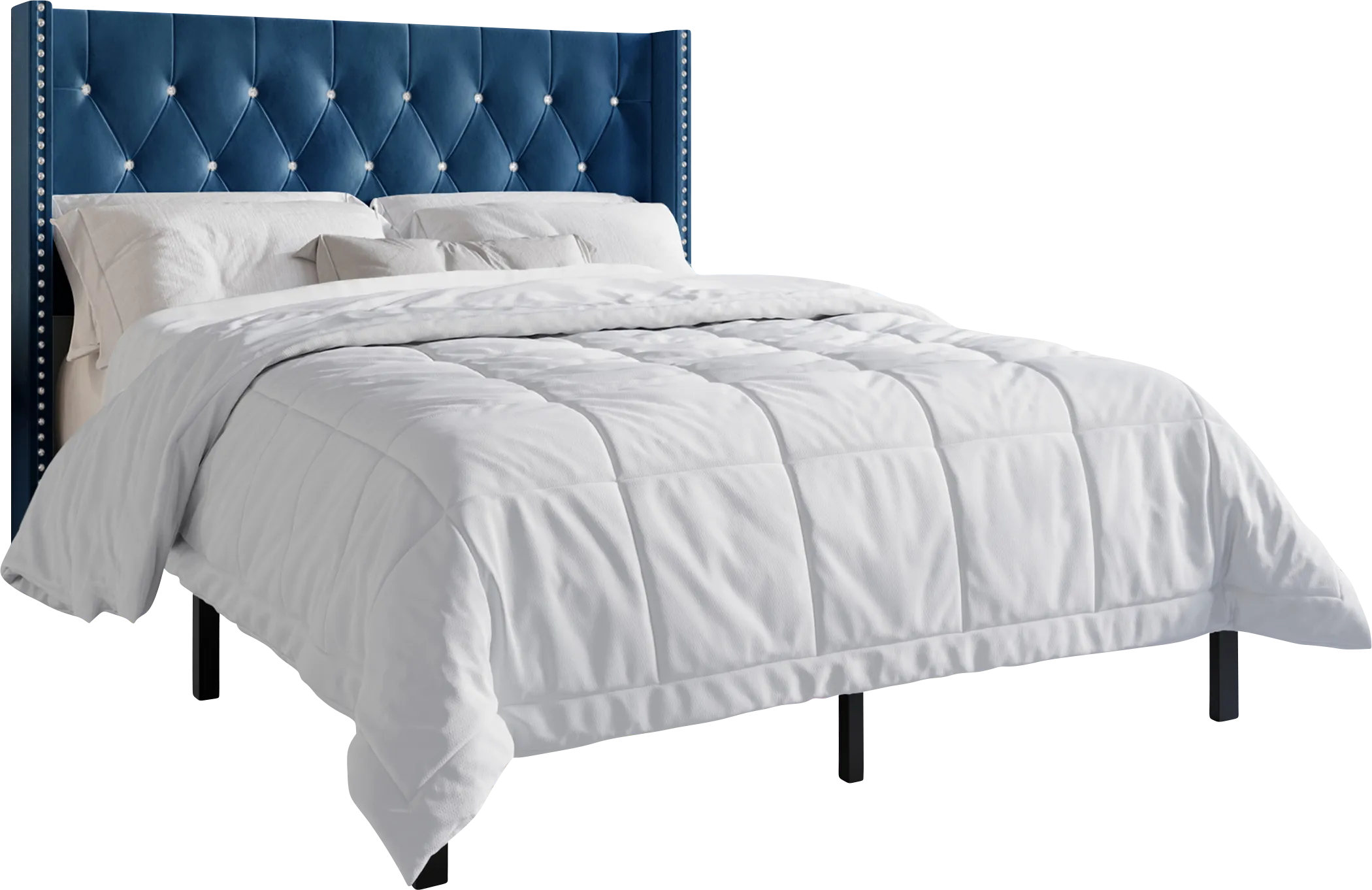 Garnetstreet Blue King Bed with 2 Nightstands - Thumbnail - Image 1
