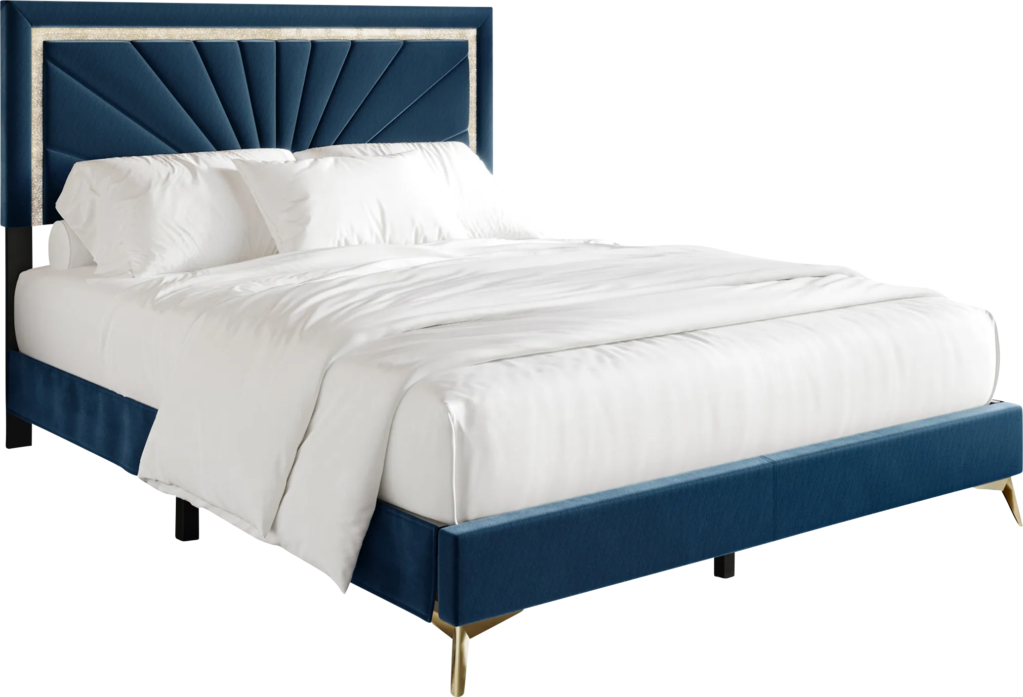 Locust Navy Blue King Bed - Thumbnail - Image 1