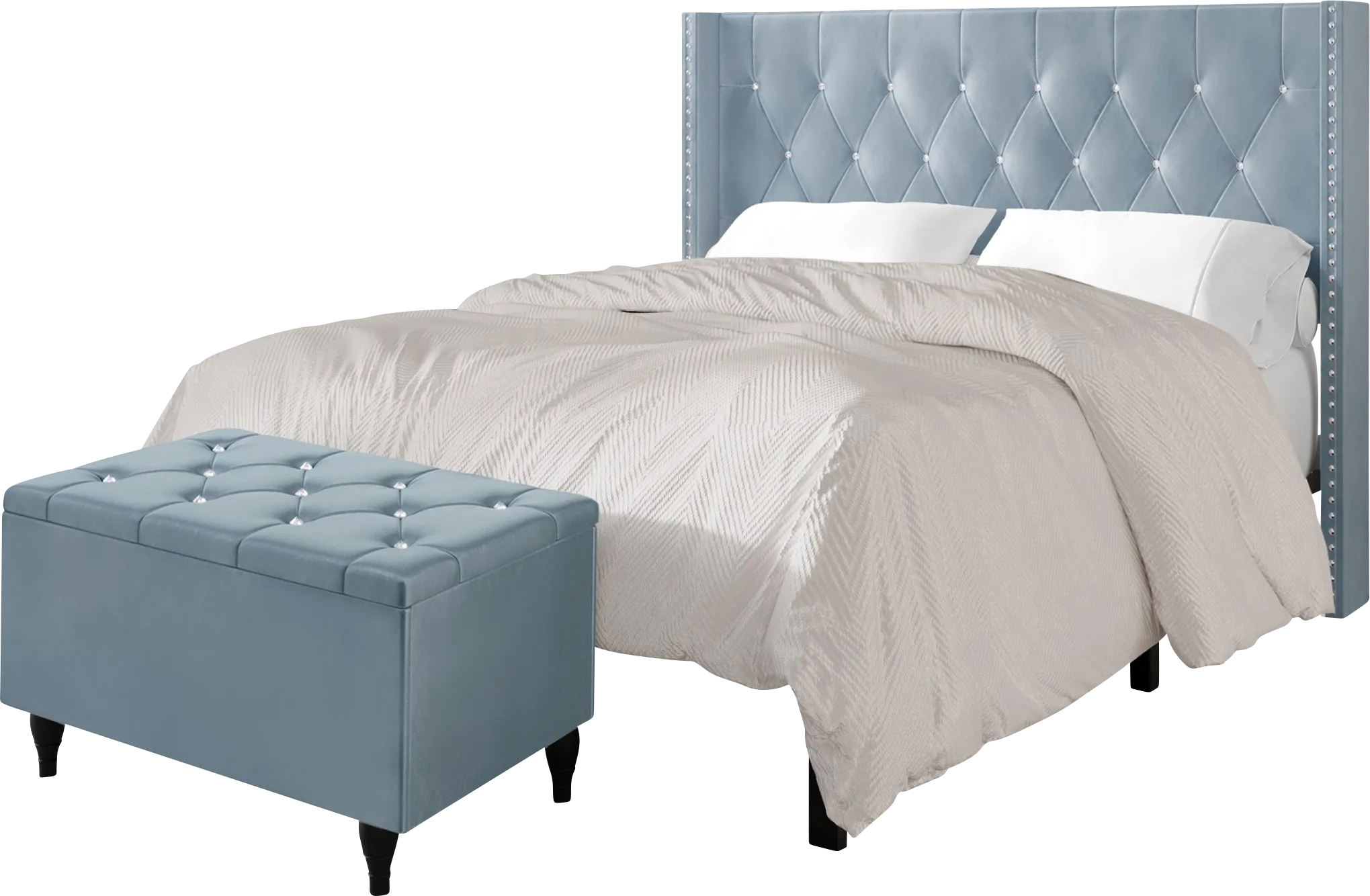 Plaisend Light Blue King Bed - Thumbnail - Image 1