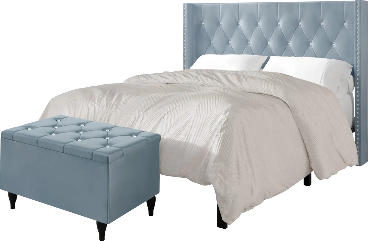 Plaisend Light Blue King Bed